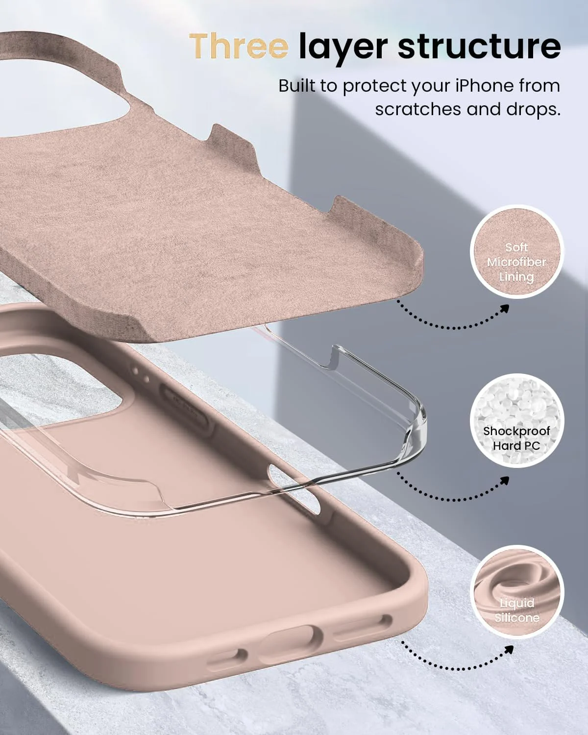 DL3 Mobilak Liquid Silicone Case for iPhone 16 Pro 6.3-inch, Supports wireless charging, Shock-absorbing protection, Scratch-resistant surface - Salmon