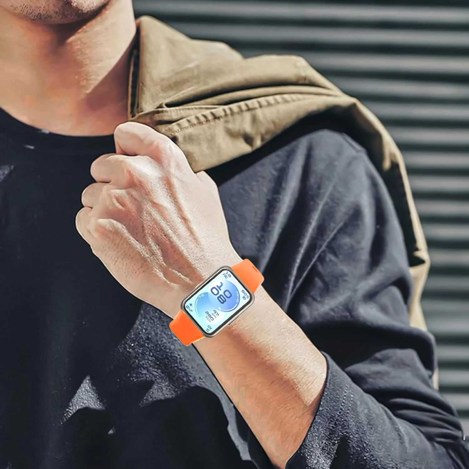 DL3 Mobilak Silicone Bracelet for Huawei Band 11/Band 11 Pro Strap, Soft Silicone Sport Band, Soft Breathable, for Huawei Band11/11 Pro Adjustable Replacement Strap - Orange
