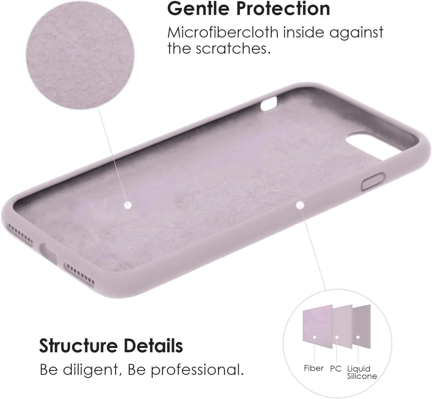 DL3 Mobilak Liquid Silicone Case for iPhone 6 / 6S, Shock-absorbing protection, Scratch-resistant surface, Slim, lightweight profile - Lavender Pink