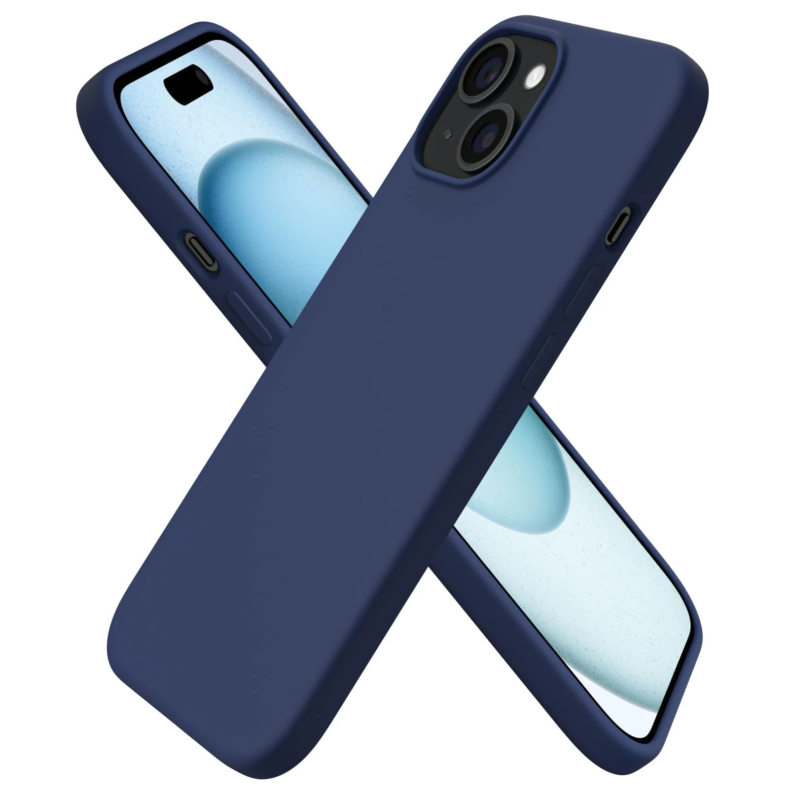 "DL3 Mobilak Liquid Silicone Protective Case for 𝐢𝐏𝐡𝐨𝐧𝐞 𝟏𝟓 𝐏𝐥𝐮𝐬, 𝐢𝐏𝐡𝐨𝐧𝐞 𝟏𝟒 𝐏𝐥𝐮𝐬 "" with Camera Protection and Microfiber Lining - Midnight Blue"