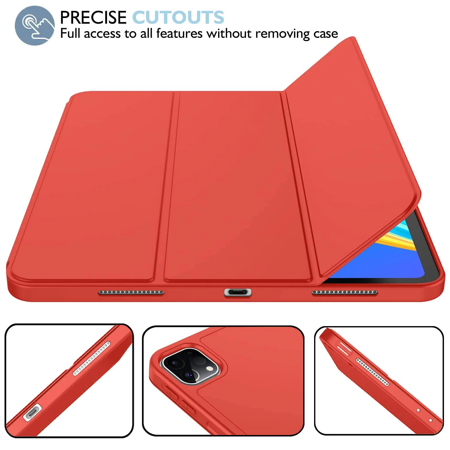 DL3 Mobilak iPad Pro 11 Inch Case 2022(4th Gen)/2021(3rd Gen)/2020(2nd Gen) with Pencil Holder, Smart iPad Case [Support Touch ID and Auto Wake/Sleep] with Auto 2nd Gen Pencil Charging - Red