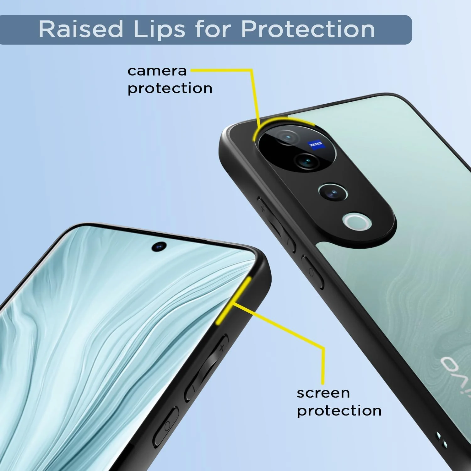 DL3 Mobilak Clear PC and TPU Protective Case for vivo V40 5G / V40 Pro 5G / vivo S19 Pro with Camera Protection and Military-Grade Protection - Black