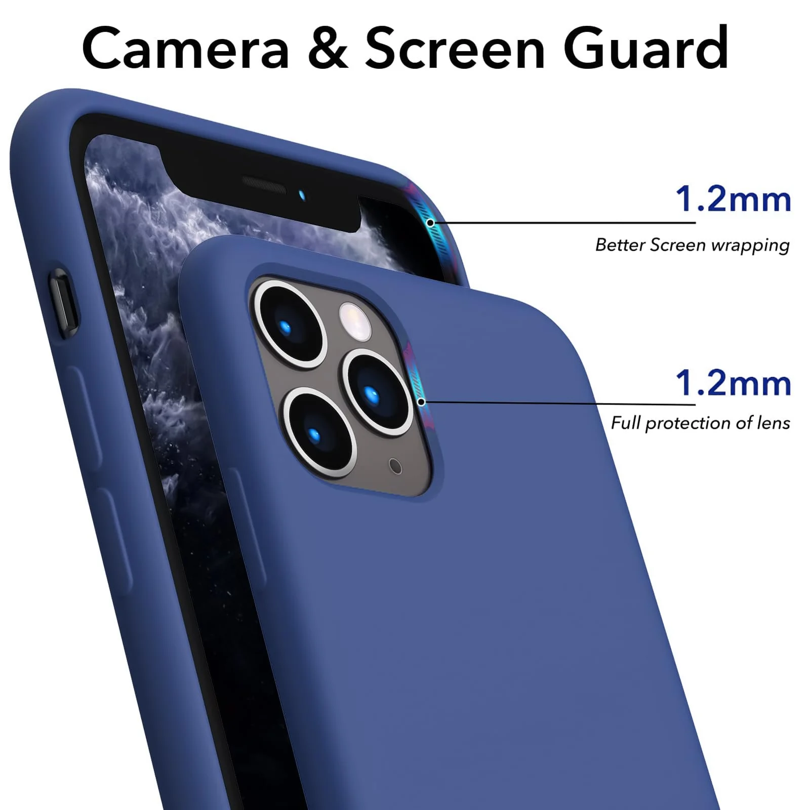 DL3 Mobilak Liquid Silicone Case for iPhone 12 / 12 Pro (6.1 Inch), Shock-absorbing protection, Scratch-resistant surface, Soft microfiber lining - A. Blue