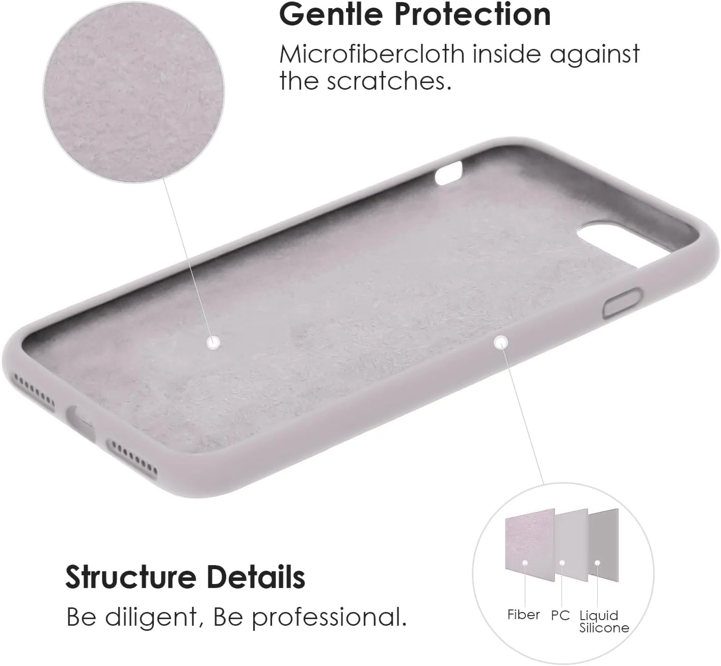 DL3 Mobilak Liquid Silicone Protective Case for iPhone SE 2022, SE 2020, iPhone 7, iPhone 8 with Camera Protection and Microfiber Lining - A Stone