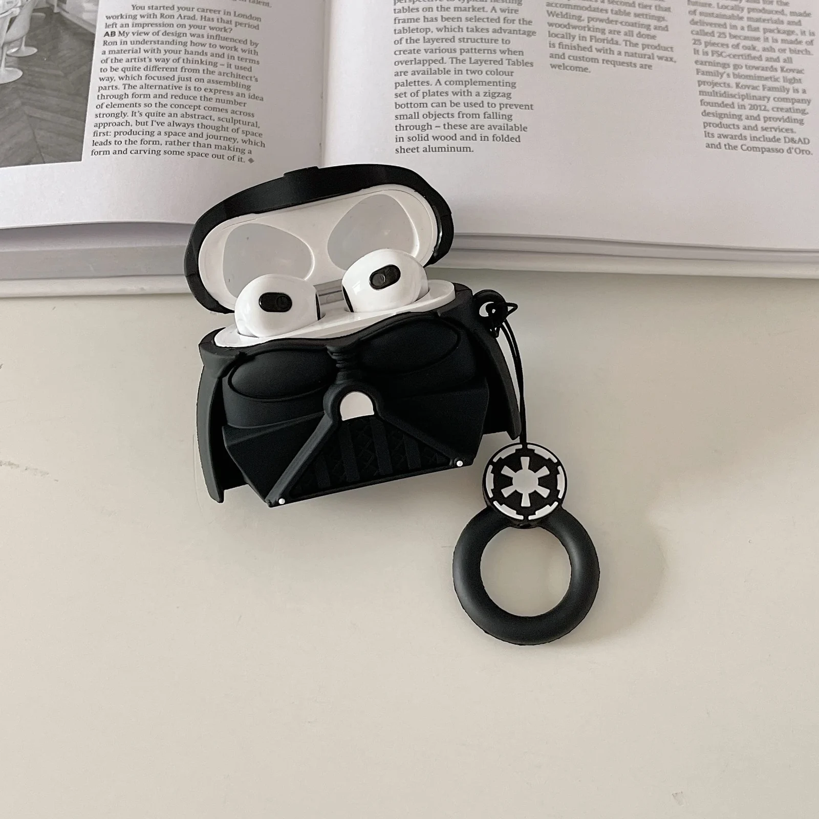 DL3 Mobilak For AirPods Pro Case Soft Silicone Shockproof Cover for Apple AirPods Pro, New 3D Cute Cartoon Creative Fun Case Skin with Keychain Design for AirPods Pro Charging Case 2019 - Black Man