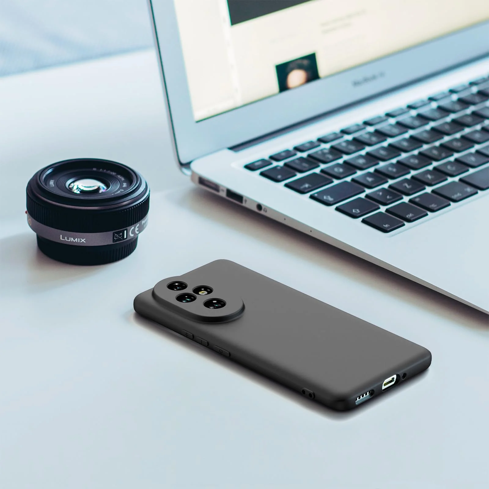 DL3 Mobilak Liquid Silicone Protective Case for Honor 200 5G with Camera Protection and Microfiber Lining - Black