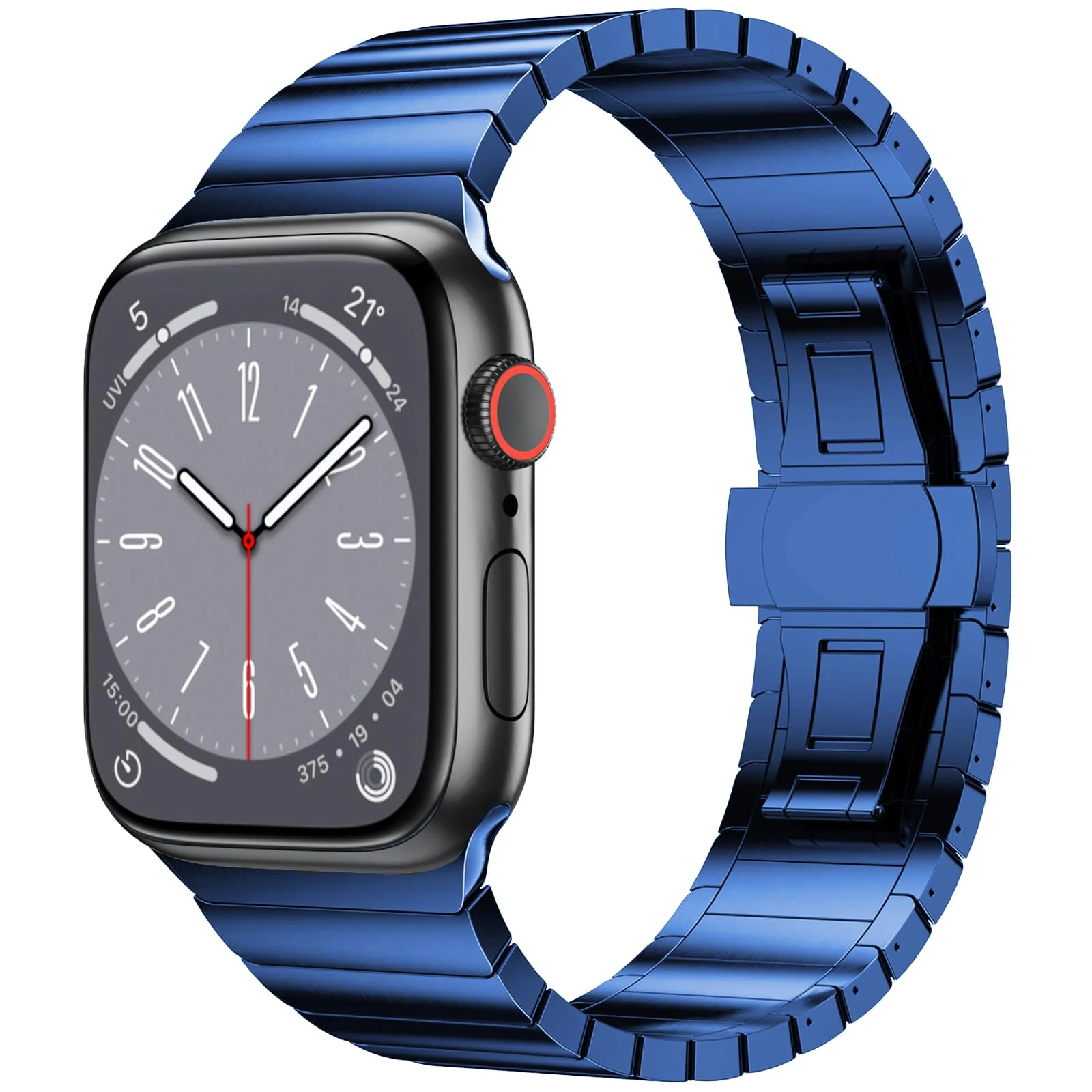 DL3 Mobilak Band For Apple Watch Ultra Band 49mm 45mm 44mm 42mm 41mm 40mm 38mm, Metal Stainless Steel Strap for Apple Watch Series 8 Ultra 7 6 5 4 3 2 1 Se (42MM/44MM/45MM/49MM) - Blue