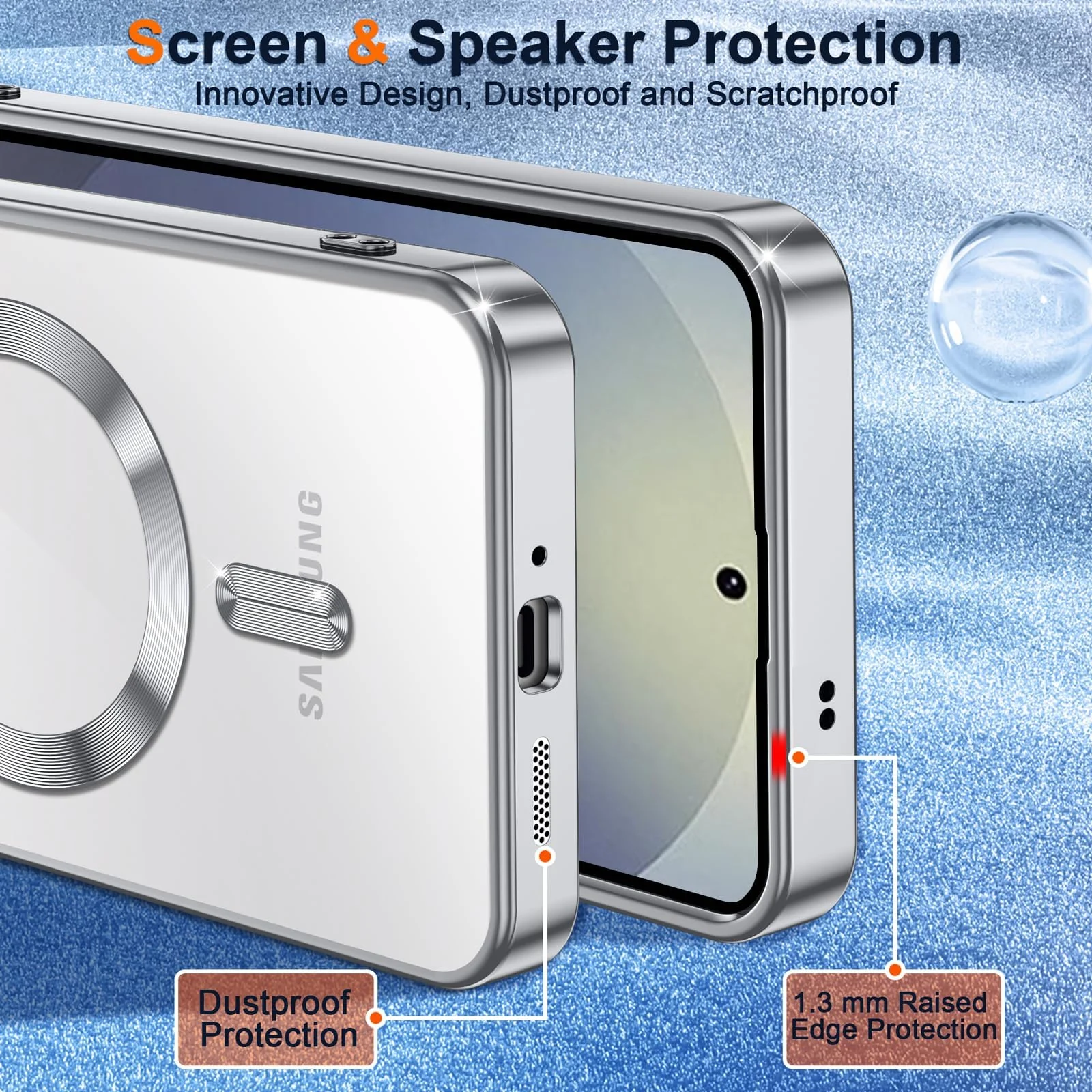 DL3 Mobilak Clear MagSafe-Compatible TPU Case and Camera Lens Protector for Samsung Galaxy S25 Ultra - Silver
