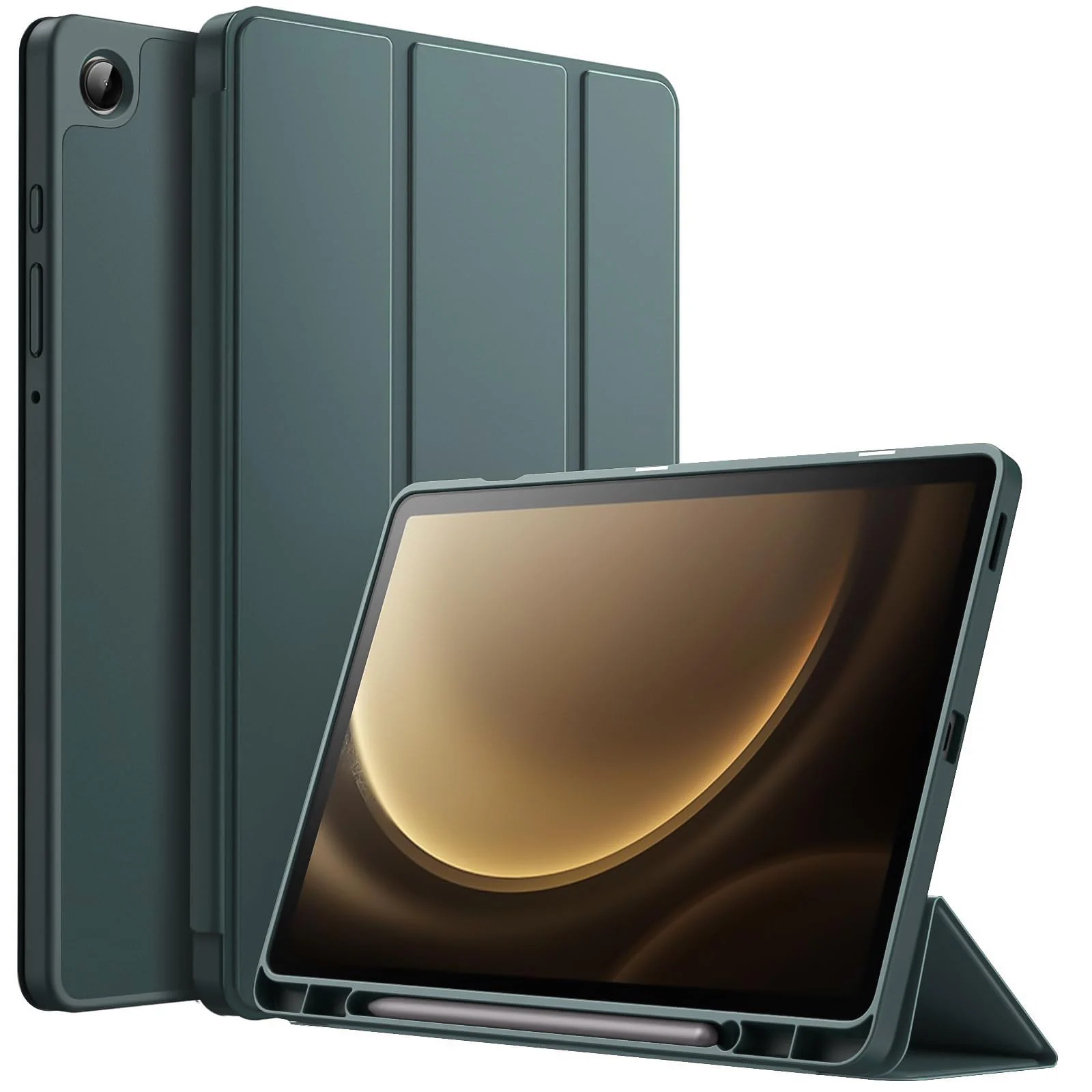 DL3 Mobilak Samsung Galaxy Tab A9 Cover Case 8.7 inch Tablet Cover [SM-X110/X115/X117] Case with Pen Holder, Soft TPU Back Trifold Stand Protective Smart Cover Flip, Auto Wake&Sleep