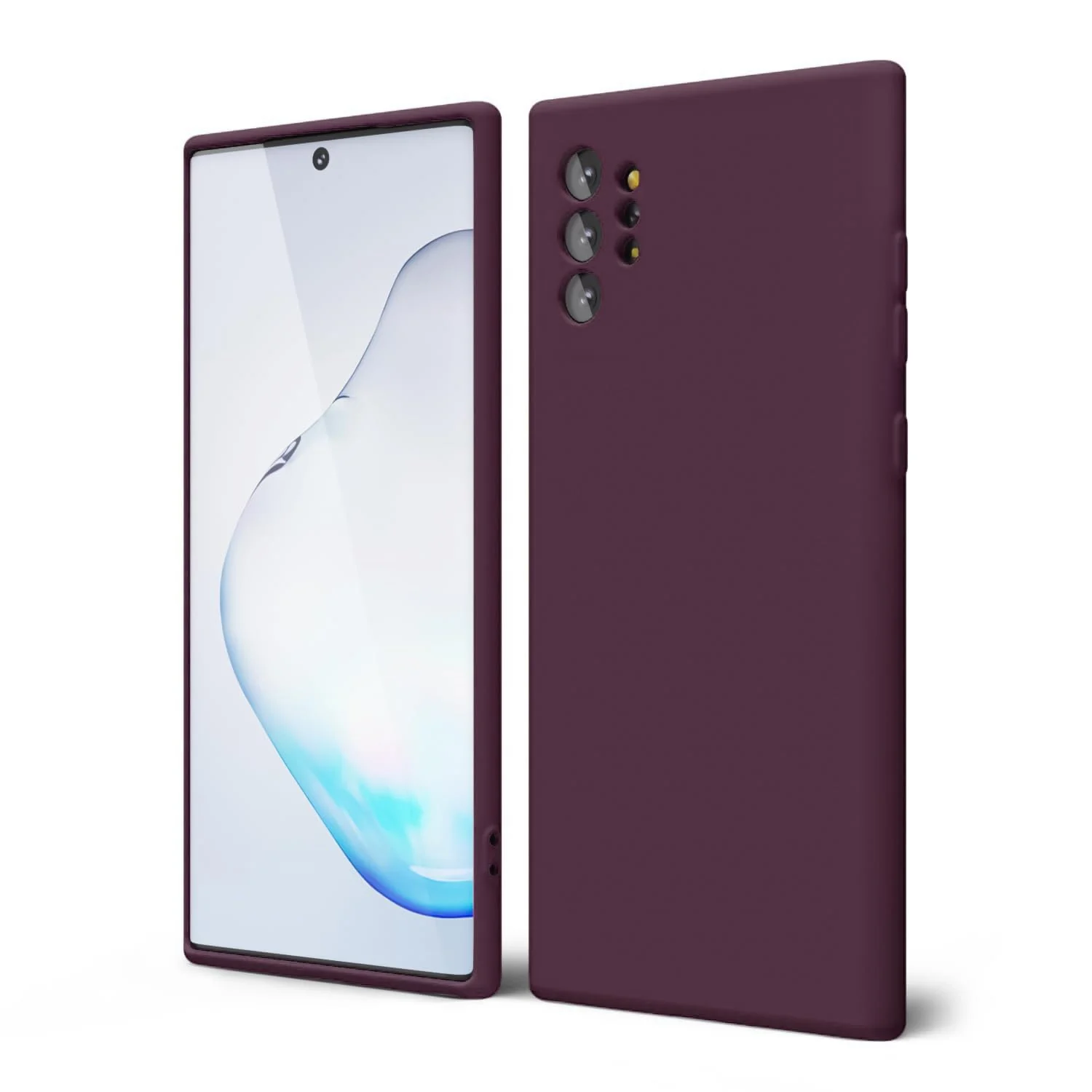 DL3 Mobilak Liquid Silicone Protective Case for Samsung Galaxy Note10 Plus with Microfiber Lining and Shockproof Design - Wine Red