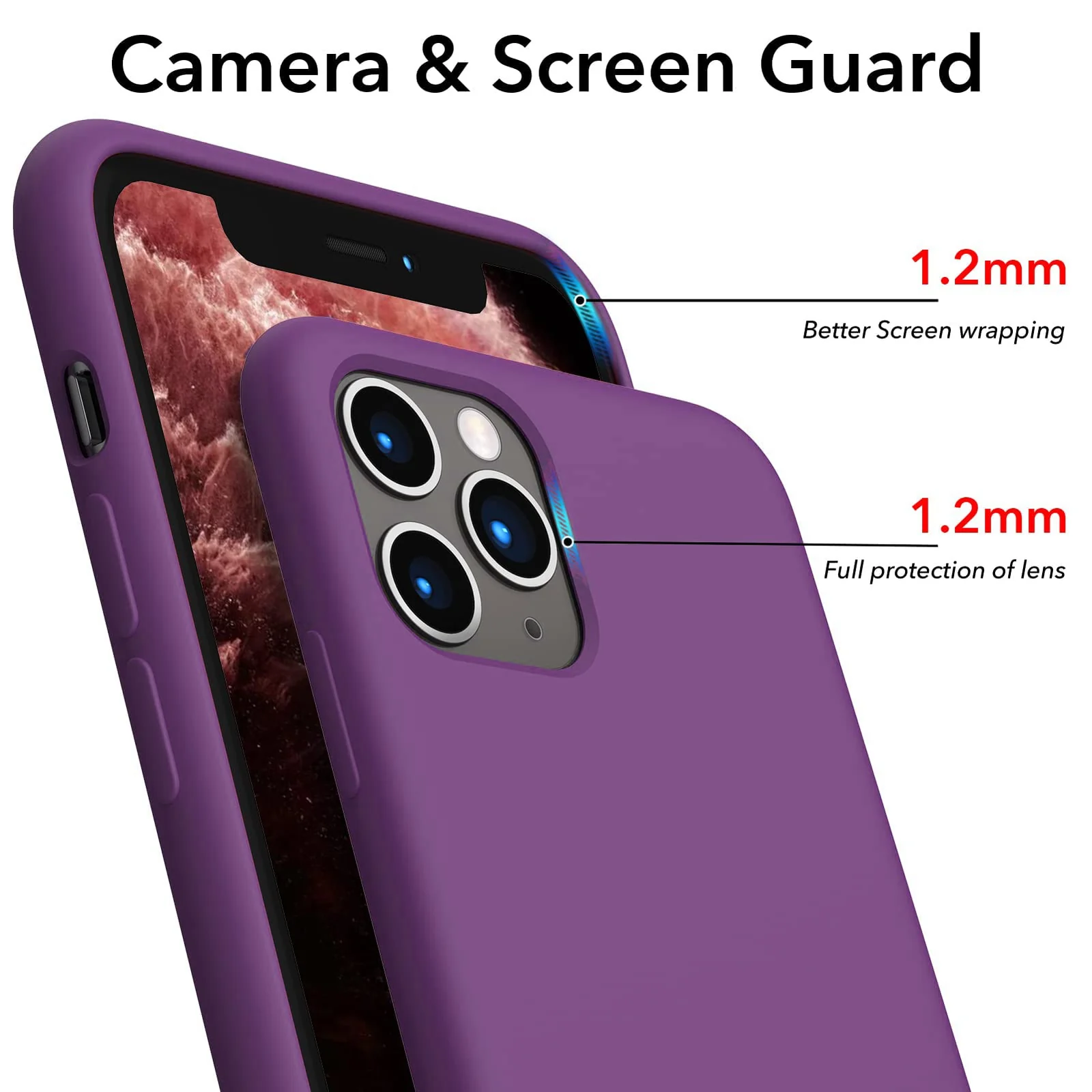 DL3 Mobilak Liquid Silicone Protective Case for iPhone 11 Pro (5.8 Inch) with Camera Protection and Microfiber Lining - Violet