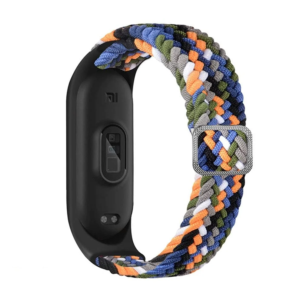 DL3 Mobilak Nylon Wristband Compatible for Xiaomi Mi Band 7/Mi Band 6/Mi Band 5/Mi Band 4/Mi Band 3, Adjustable Braided Elastic Solo Loop for Mi Band 7 6 5 4 3, Sport Strap Smart Watch Accessories - Black