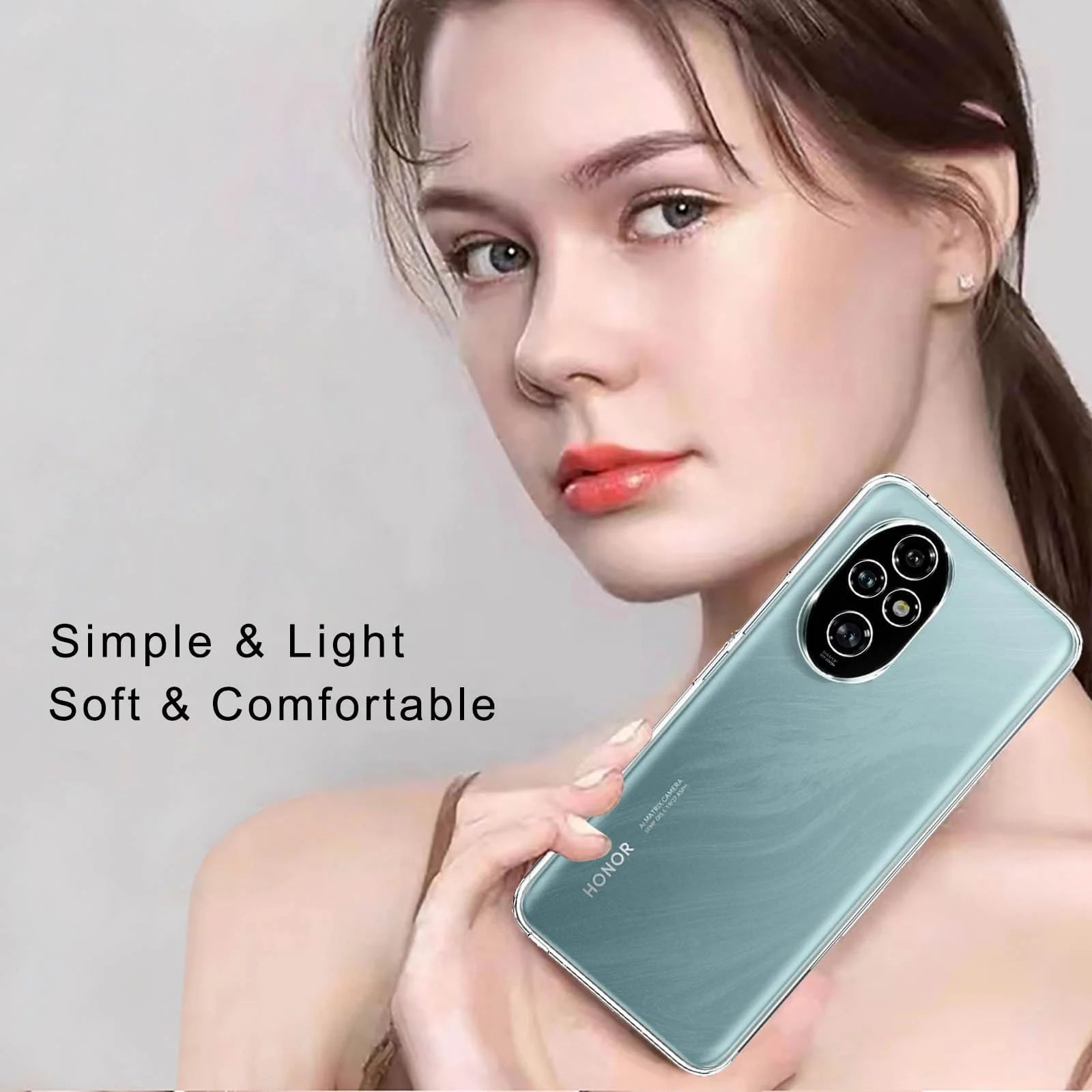 DL3 Mobilak Case Compatible with Honor 200 5G Case Crystal Soft TPU Gel Case Flexible Silicone Anti-Scratch Camera Protection TPU Cover - Clear