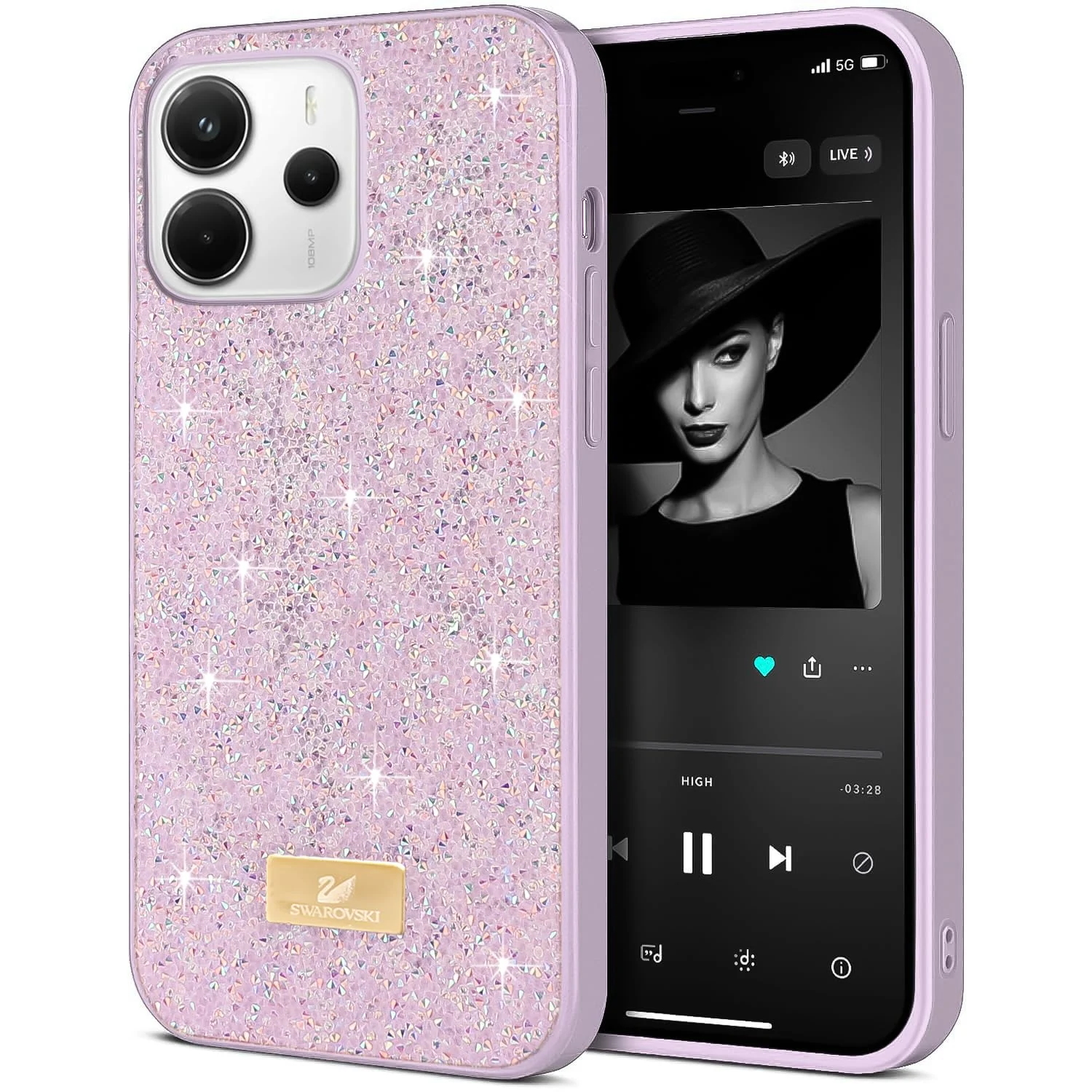 5.5 — DL3 Mobilak Glitter Rhinestone Protective Case for Xiaomi Redmi Note 14 4G Case Glitter with Shockproof Design