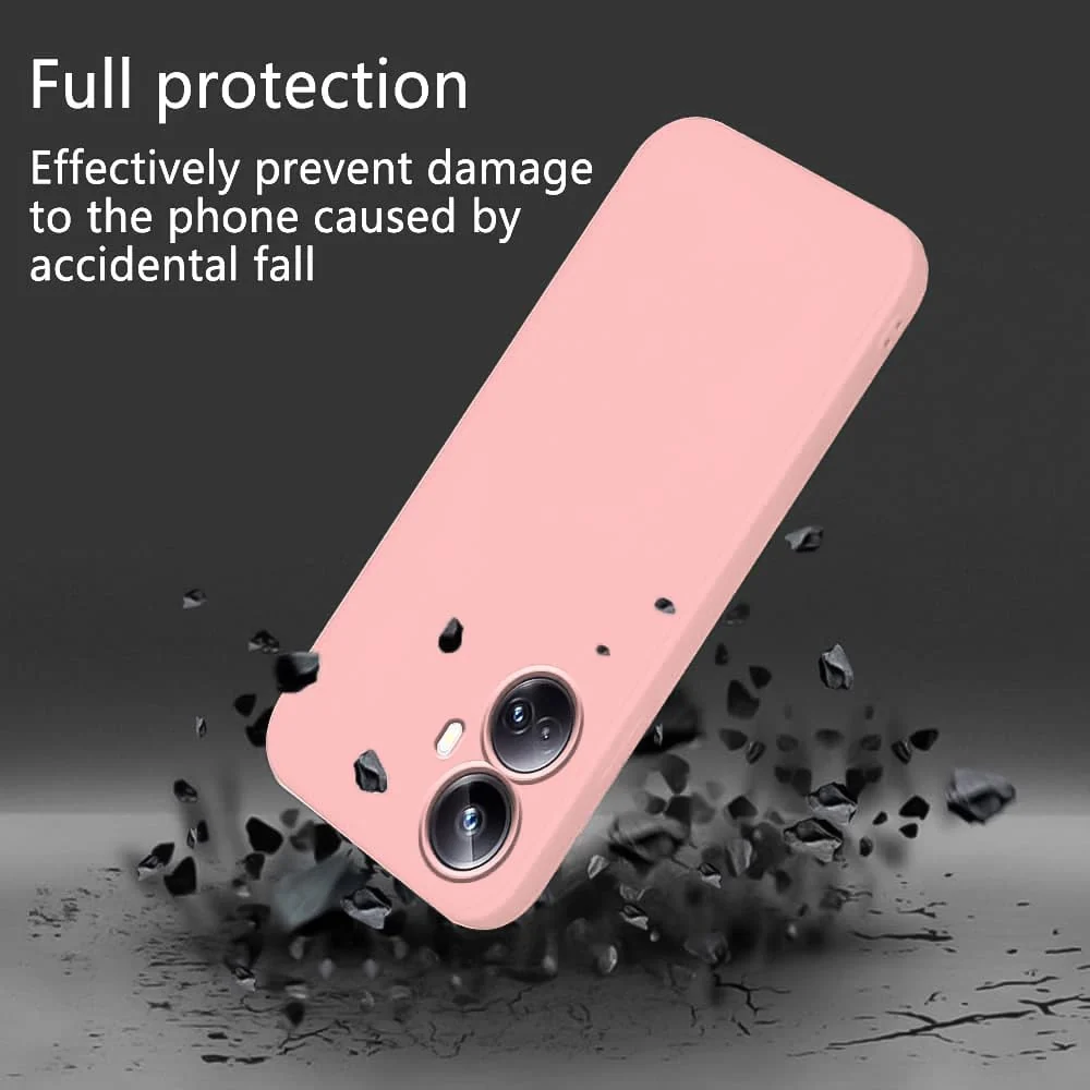 DL3 Mobilak Soft Silicone Protective Case for realme 10 pro plus with Microfiber Lining and Shockproof Design - Pink Sand