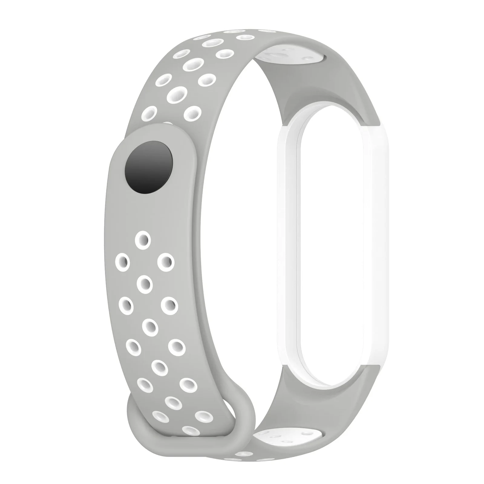 DL3 Mobilak Strap Compatible with Xiaomi Mi Band 4 / Mi Band 3, Women Men Armband, Two Colours Breathable Adjustable Soft Silicone Replacement Strap Compatible with Xiaomi Mi Band 3/4 - Gray White