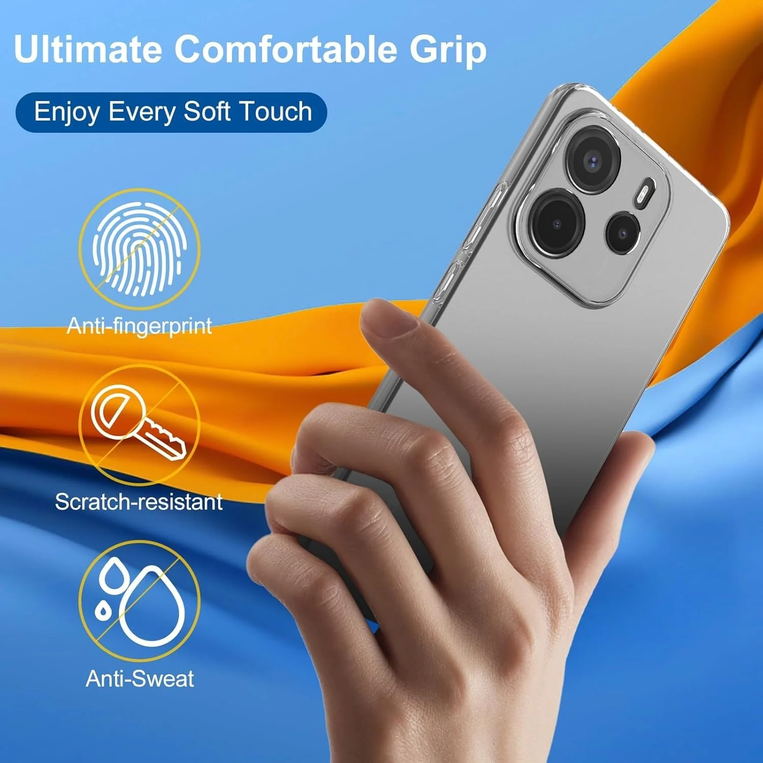 DL3 Mobilak Case Compatible with Xiaomi Redmi Note 14 4G (Not 5G), Case Crystal Soft TPU Gel Case Flexible Silicone Anti-Scratch Camera Protection TPU Cover - Clear