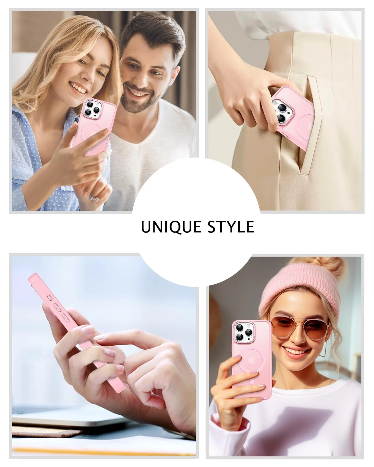 DL3 Mobilak Case for iPhone 13 Pro Max 6.7-inch Magnetic Translucent Matte Phone Cases [Compatible with MagSafe] Thin Slim Fit Shockproof Hard Protective Cover for Men Girls - Pink