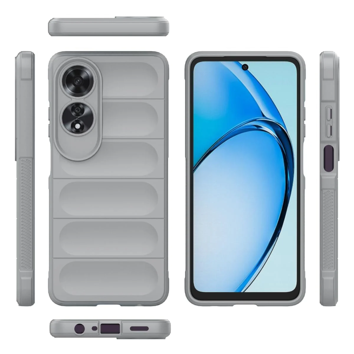 DL3 Mobilak Flexible Silicone and TPU Protective Case with Camera Protection for OPPO A60 4G - Gray