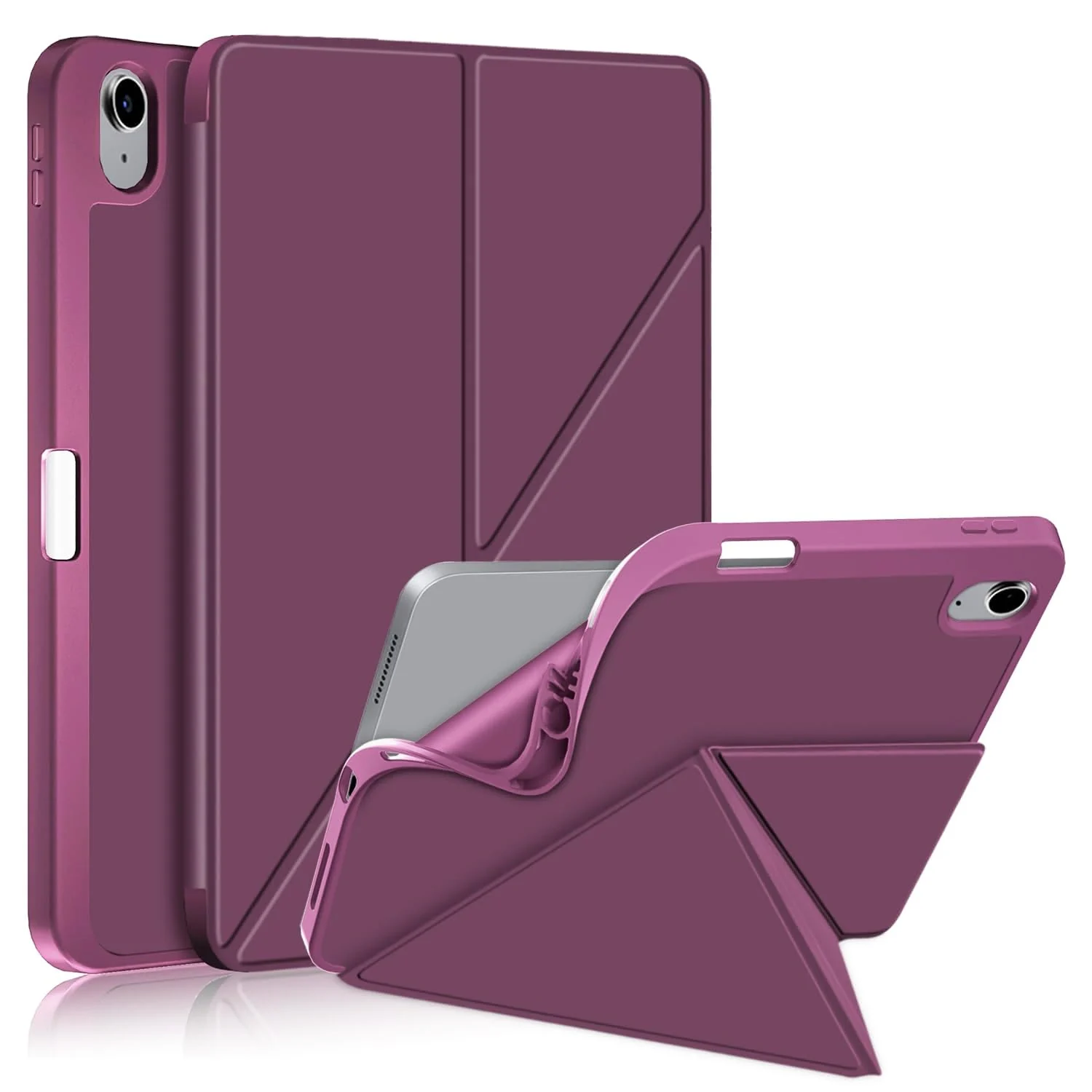 DL3 Mobilak Compatible with iPad Air 5/4 (2022/2020 5th/4th Generation 10.9-Inch) Case, Smart Stand, Pencil Holder, Shockproof Slim Lightweight Leather Cover, Modern Abstract Design - Wine Red