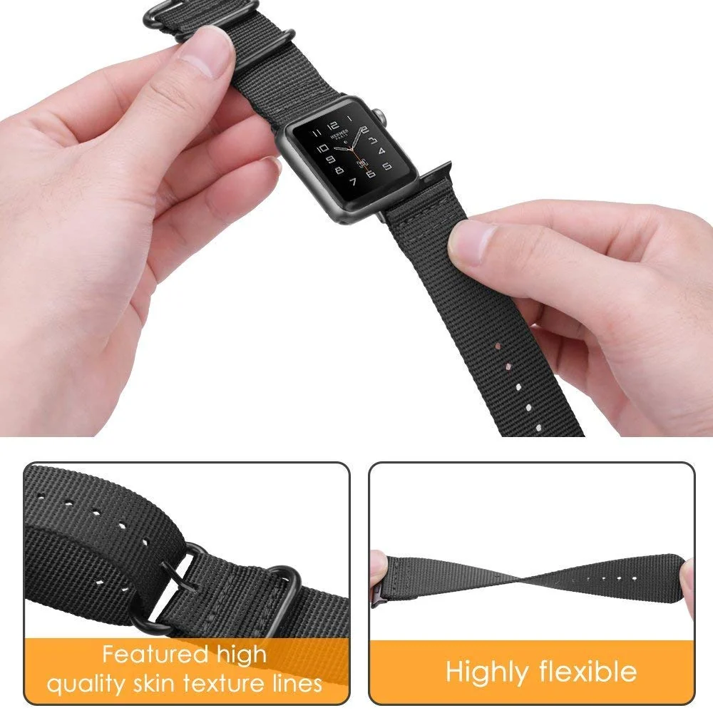 DL3 Mobilak Nylon Solo Loop Stretchy Straps For Apple Watch Band 49mm 45mm 44mm 42mm 41mm 40mm 38mm, Elastic Wristbands for iwatch Series 8 Ultra 7 6 5 4 3 2 1 Se (B. , 38MM/40MM/41MM) - B.Black