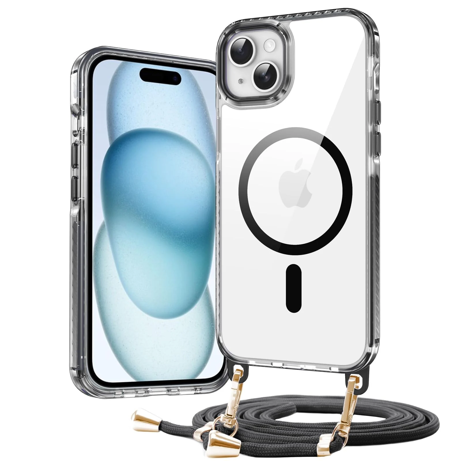 DL3 Mobilak Rugged Protective Case for iPhone 15 (6.1 Inch), Compatible with MagSafe accessories, Supports wireless charging, Shock-absorbing protection - Black