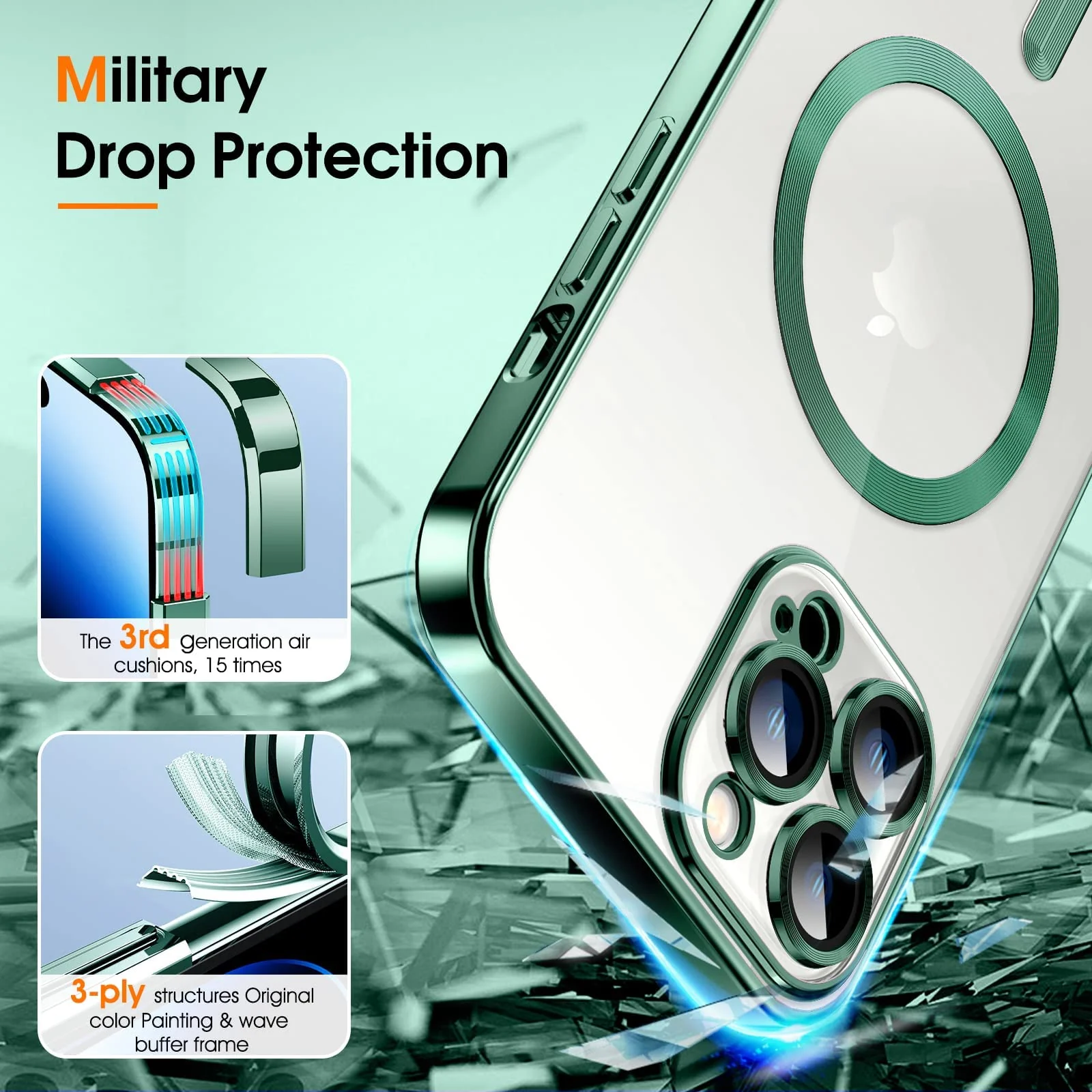DL3 Mobilak Clear MagSafe-Compatible TPU Case and Camera Lens Protector for iPhone XS Max - Green