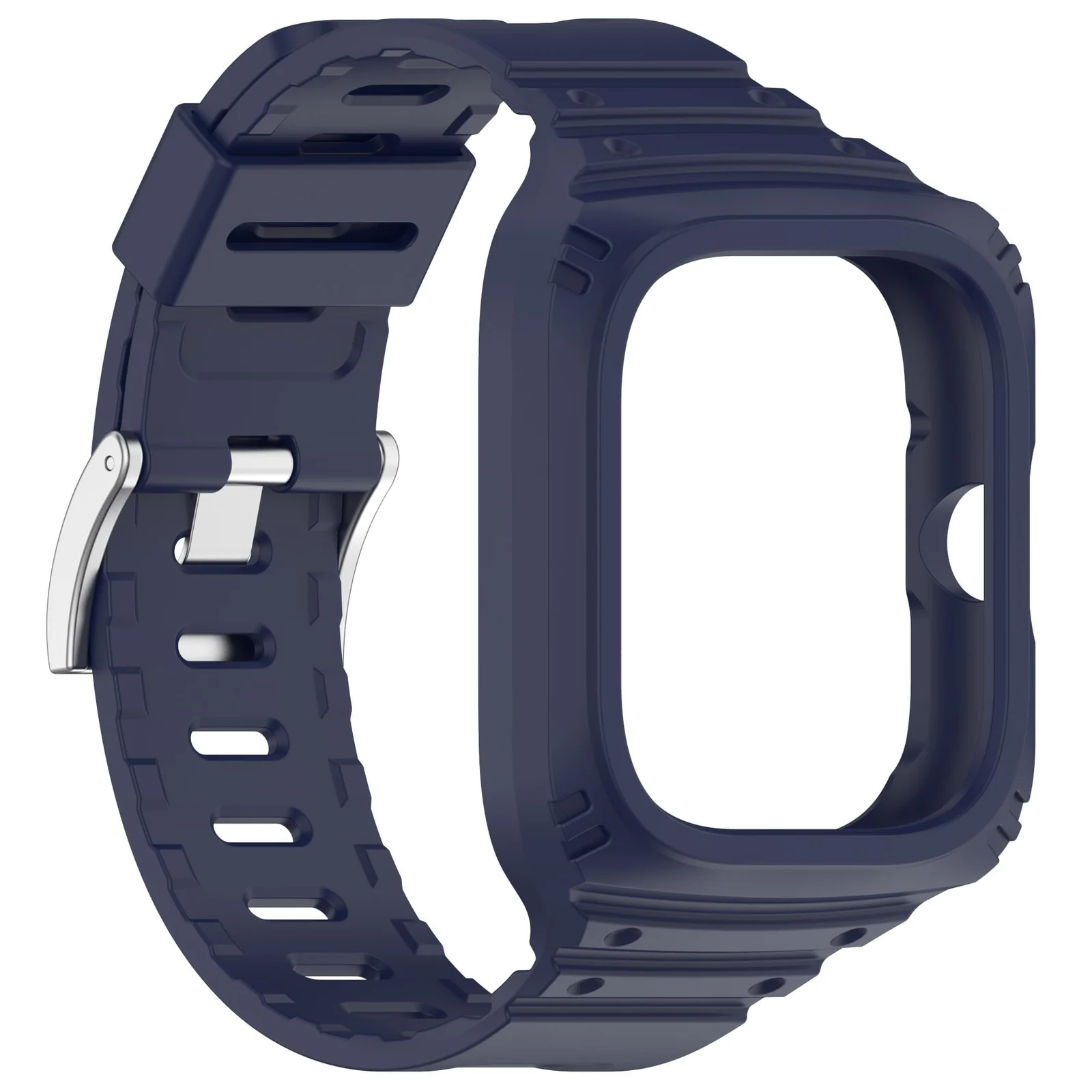 DL3 Mobilak Strap With Cover Compatible with Xiaomi Redmi Watch 4, Silicone Sport Band Replacement Watchband with Bumper Case for Redmi Watch 4, Adjustable Wristband - Midnight Blue
