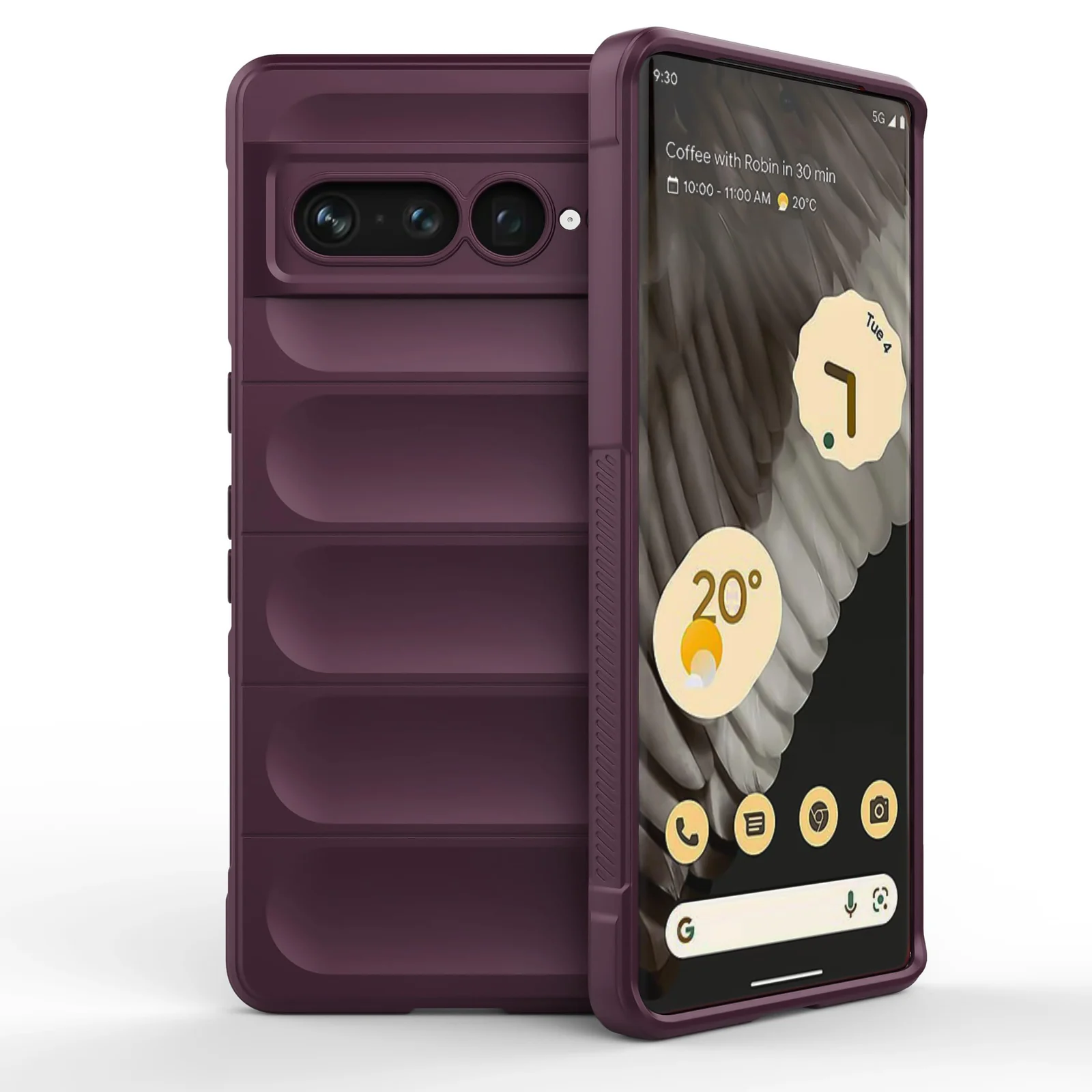 DL3 Mobilak Soft Silicone Protective Case for Google Pixel 7 Pro with Camera Protection and Shockproof Design - Wine Red