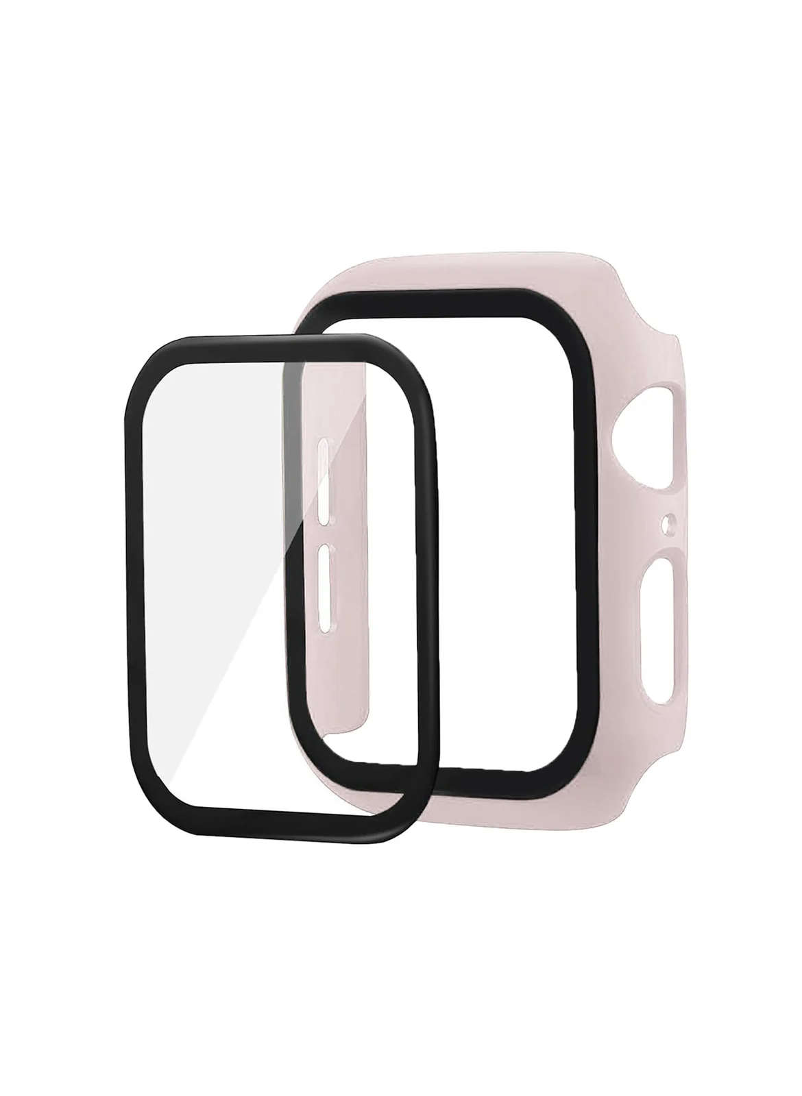 DL3 Mobilak Band with Case Compatible with Apple Watch 45mm, Adjustable Silicone Sport Wristband Replacement, Strap With Cover Built-in Glass Screen Protector for iWatch Series 9 8 7 - Light Pink