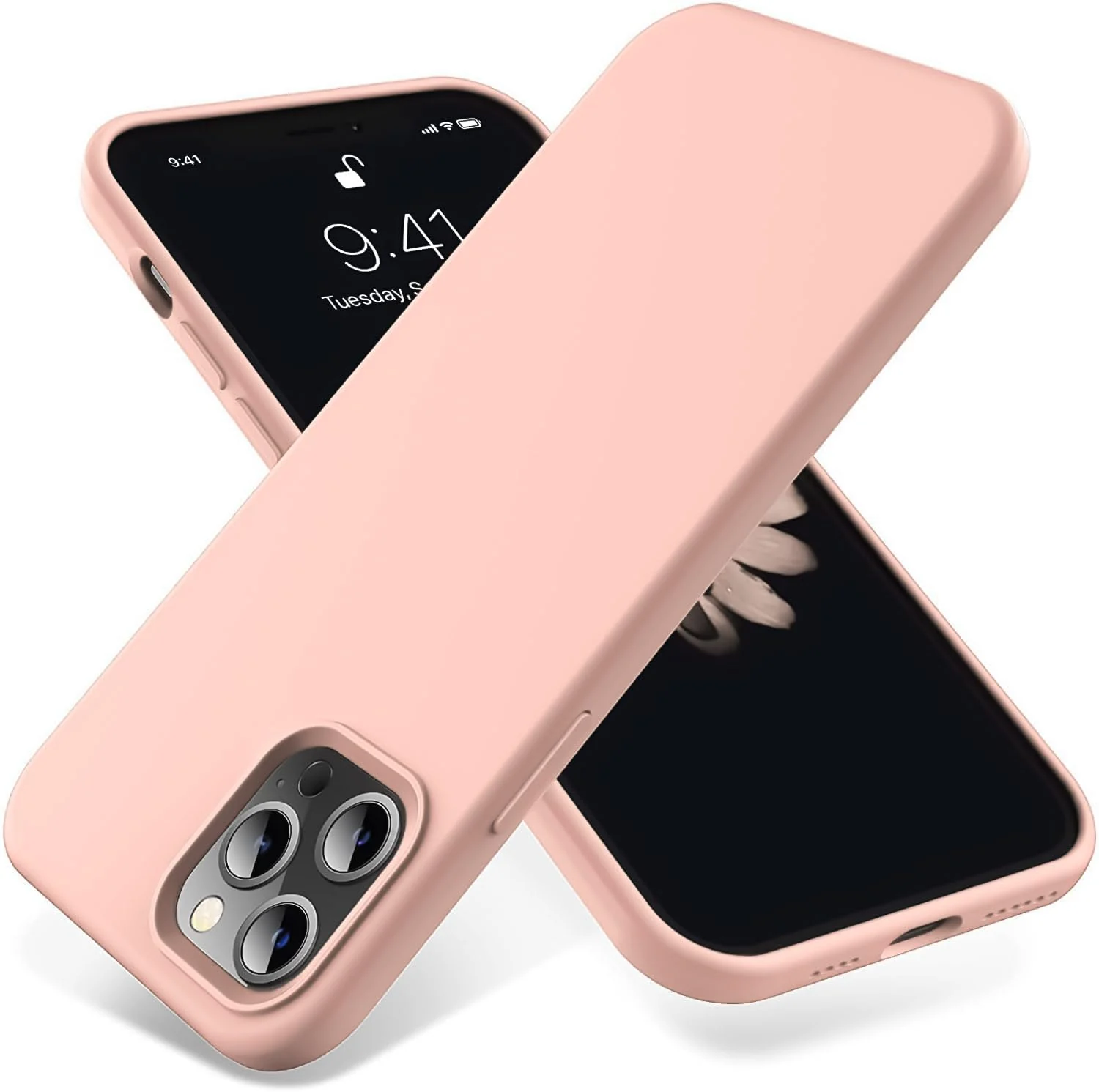 DL3 Mobilak Liquid Silicone Case for iPhone 12 Pro Max (6.7 Inch), Shock-absorbing protection, Scratch-resistant surface, Soft microfiber lining - Pink