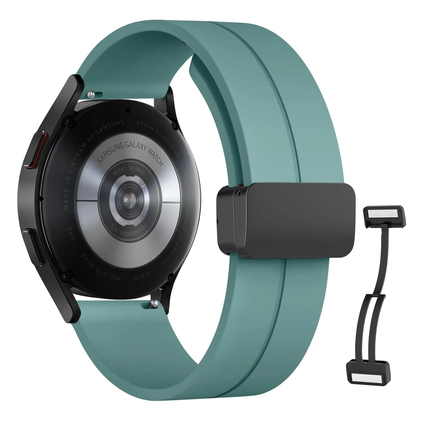 DL3 Mobilak 22MM Silicone Band Magnetic Clasp Strap For Xiaomi Redmi Watch 5 Active/5 Lite/Samsung Galaxy Watch 46mm/Watch 3 45mm/Gear S3/Huawei watch (GT6 GT5 GT4 GT3 46MM)/GT6 Pro/Amazfit GTR4 (A-Pine) - A-Pine Green
