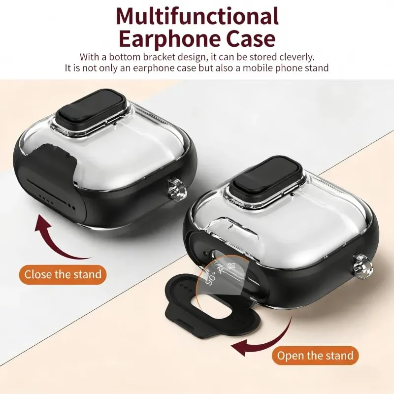 MOBIGON Locking Protective Case with Carabiner for AirPods Pro 1 / 2, Clear / Black
