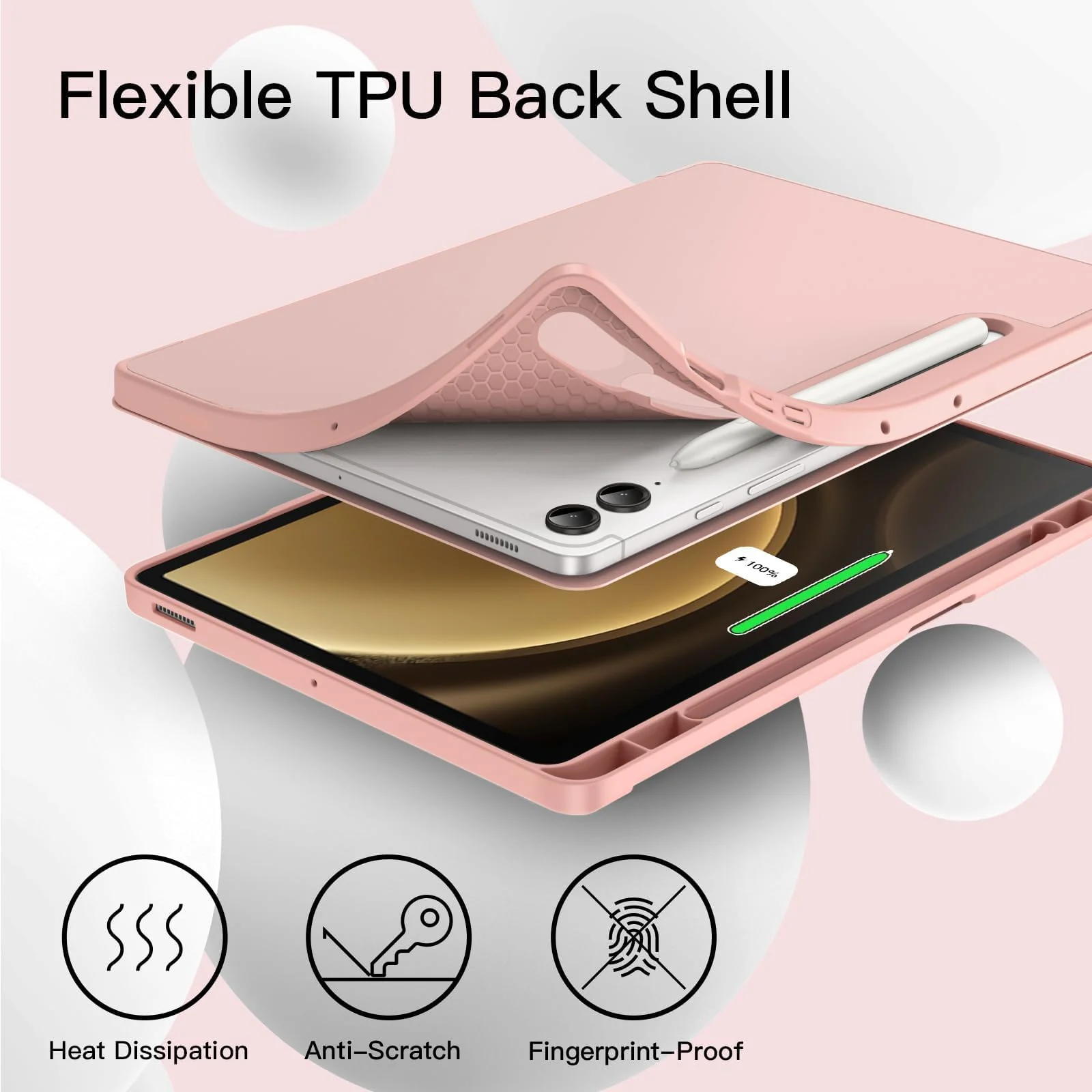 DL3 Mobilak Smart Case for Samsung Galaxy Tab S8 2022/Tab S7 2020 11 Inch (Model SM-X700/X706/T870/T875) with Pencil Holder, Soft TPU Smart Stand Back Cover Auto Wake/Sleep Feature - Rose Gold