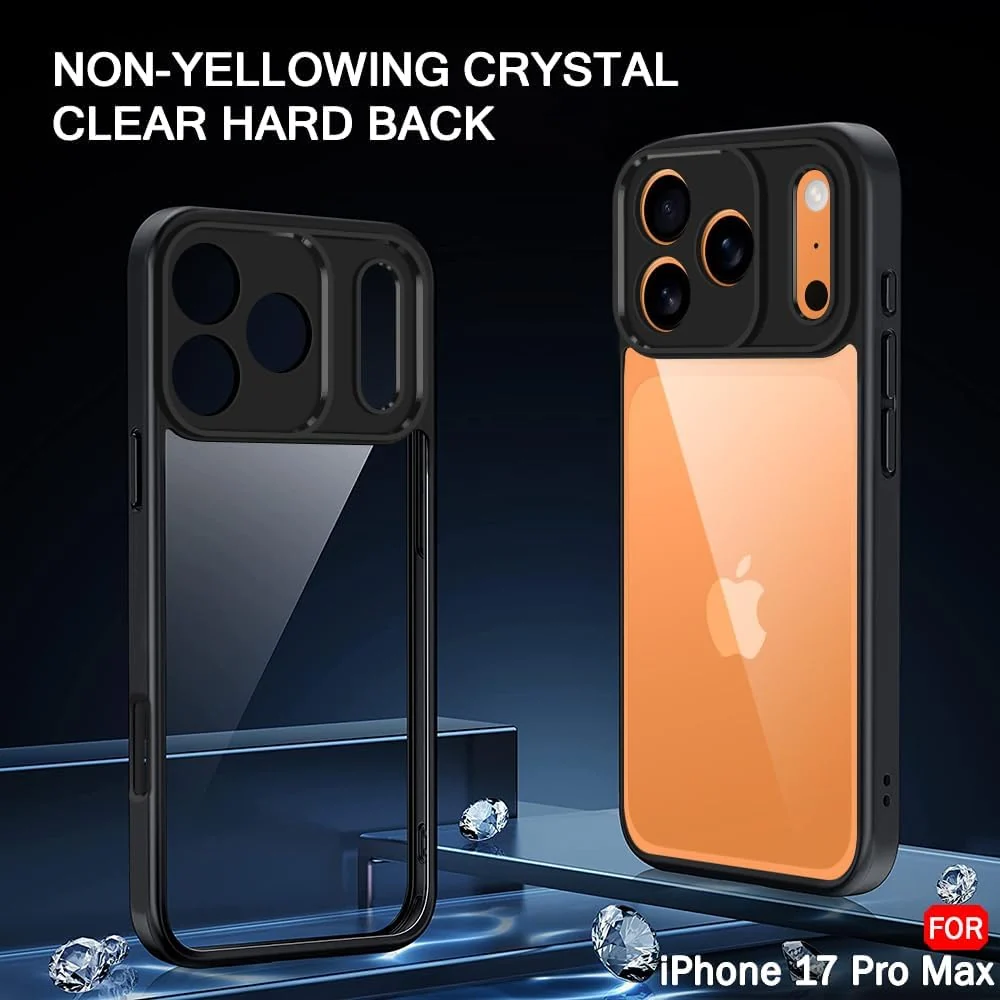 DL3 Mobilak Clear TPU Case for iPhone 17 Pro Max 6.9 Inch, Supports wireless charging, Shock-absorbing protection, Anti-fingerprint finish - Black