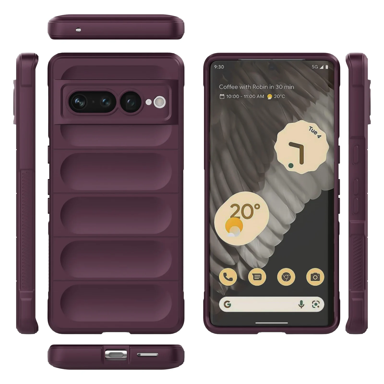 DL3 Mobilak Soft Silicone Protective Case for Google Pixel 7 Pro with Camera Protection and Shockproof Design - Wine Red