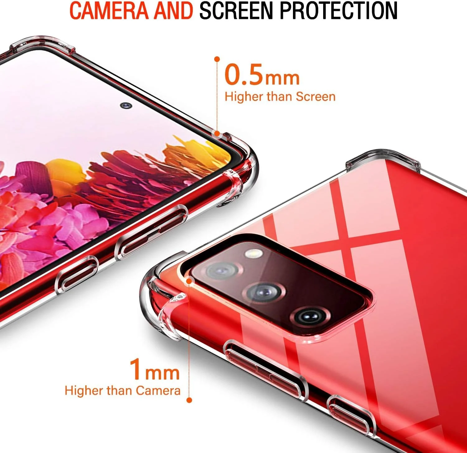 DL3 MOBILAK Anti-Shock Transparent TPU Phone Case for Samsung Galaxy S20 FE, Clear
