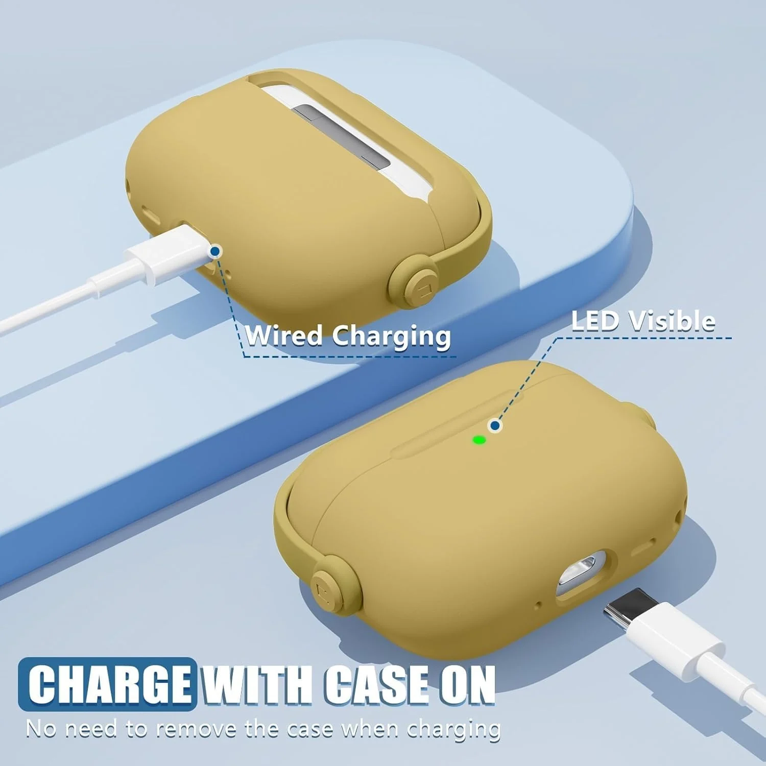 DL3 Mobilak Protective Case for AirPods Pro 3 (2025) [With Closure Lid] [Front LED Visible] [With Wrist Strap] Skin Case Compatible with (2025) AirPods Pro 3 - Yellow