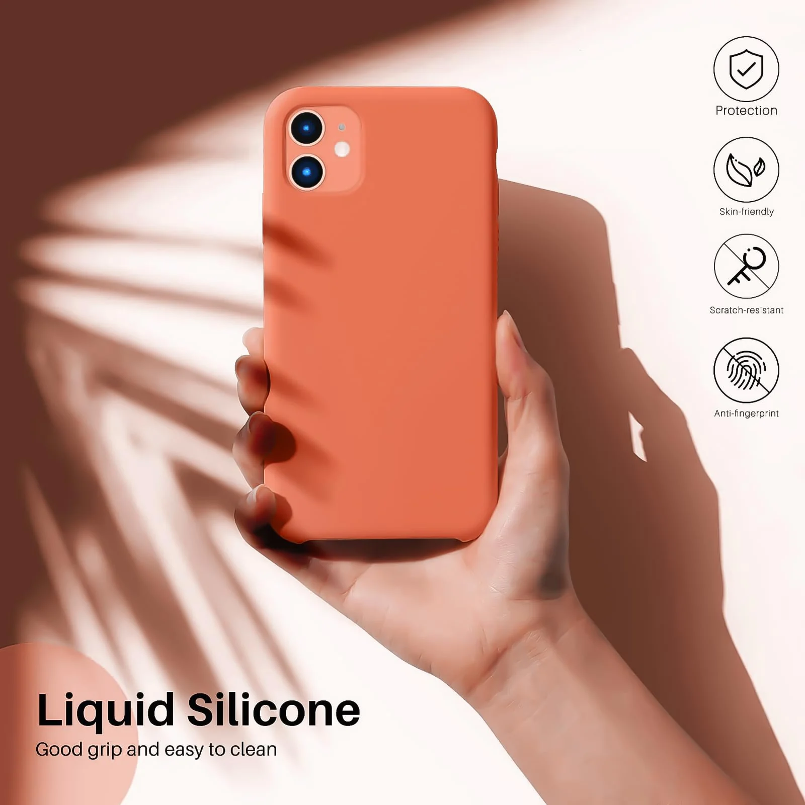 DL3 Mobilak Liquid Silicone Protective Case with Soft Microfiber Lining for iPhone 11 (6.1 Inch) - Coral