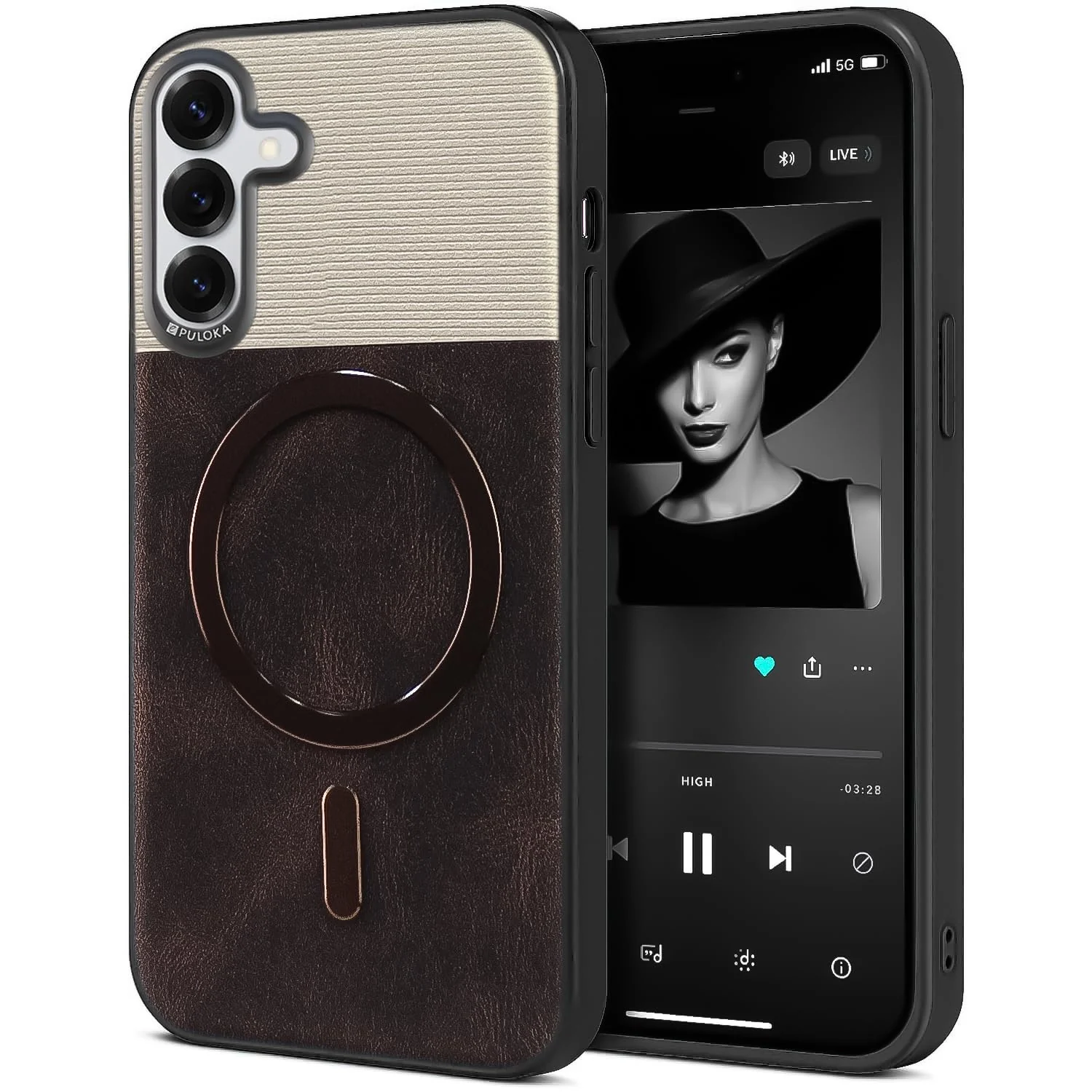 DL3 Mobilak Leather Wallet Case with Card Slot for Samsung Galaxy S25 FE with Camera Protection and MagSafe Compatibility