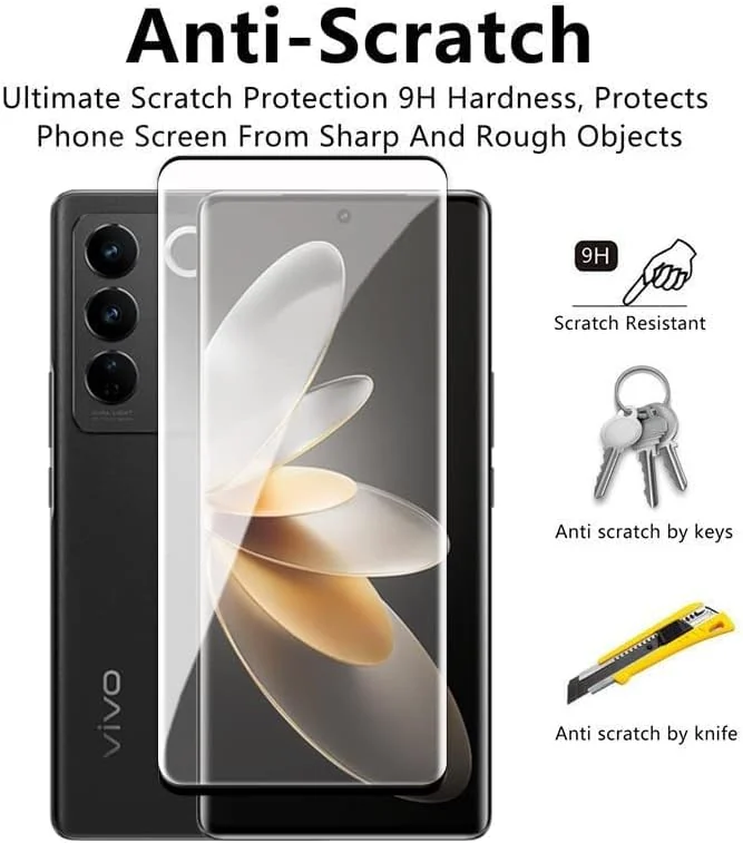DL3 Mobilak Full Curved 5D Glass Screen Protector Full Glue For vivo V27 / V27 pro - Black