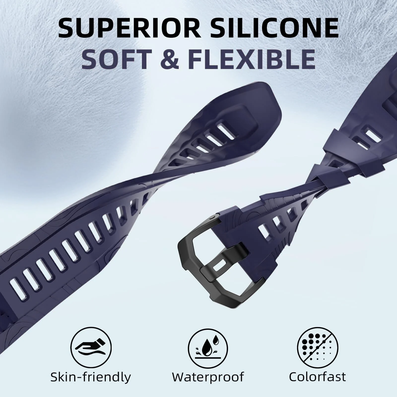 DL3 Mobilak Strap Compatible with Amazfit T-Rex 3, Men Women Sport Waterproof Soft Breathable Silicone Watch Bands Compatible with Amazfit T-Rex 3 with 1 Install Tool - Blue