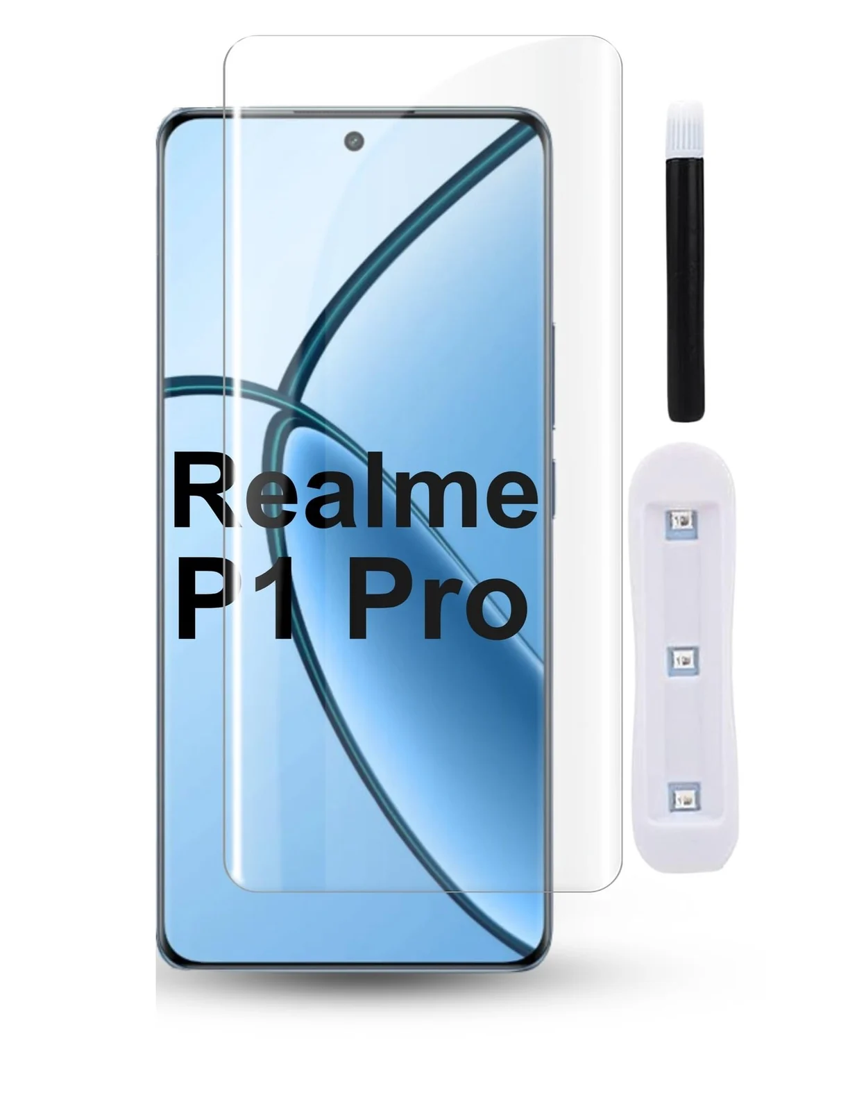 DL3 Mobilak Full Glass Screen Protector For realme P1 Pro 5G Tempered Glass Full Glue Cover Screen Protector For Fingerprint Unlock Screen Glass Film - Clear