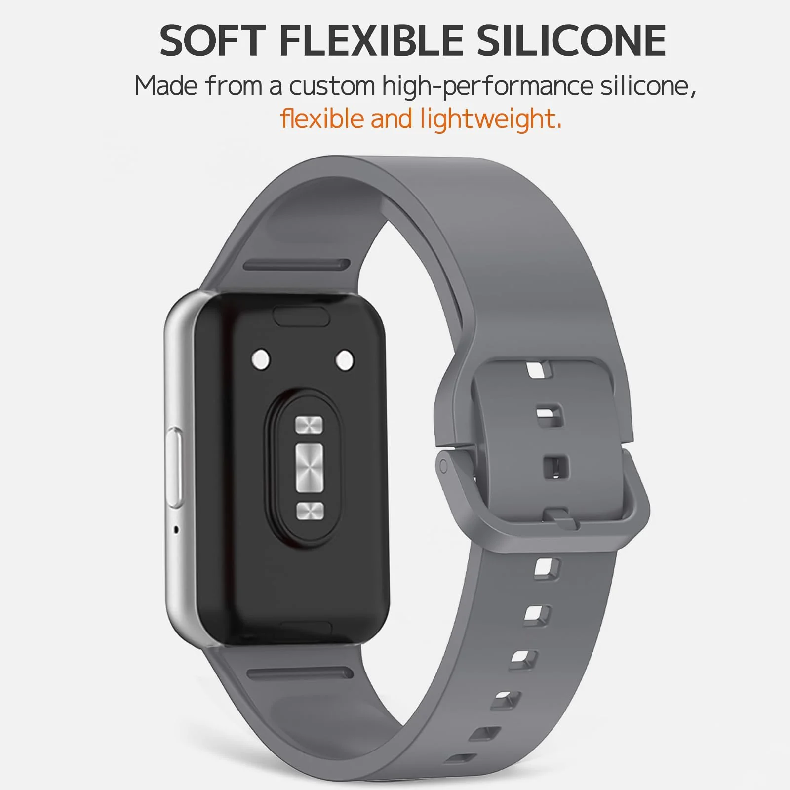 DL3 Mobilak Compatible with Samsung Galaxy Fit 3 Band, Adjustable Length Wristband Bracelet Soft Silicone Accessory Replacement Strap for Samsung Galaxy Fit 3 for Women Men - Grey