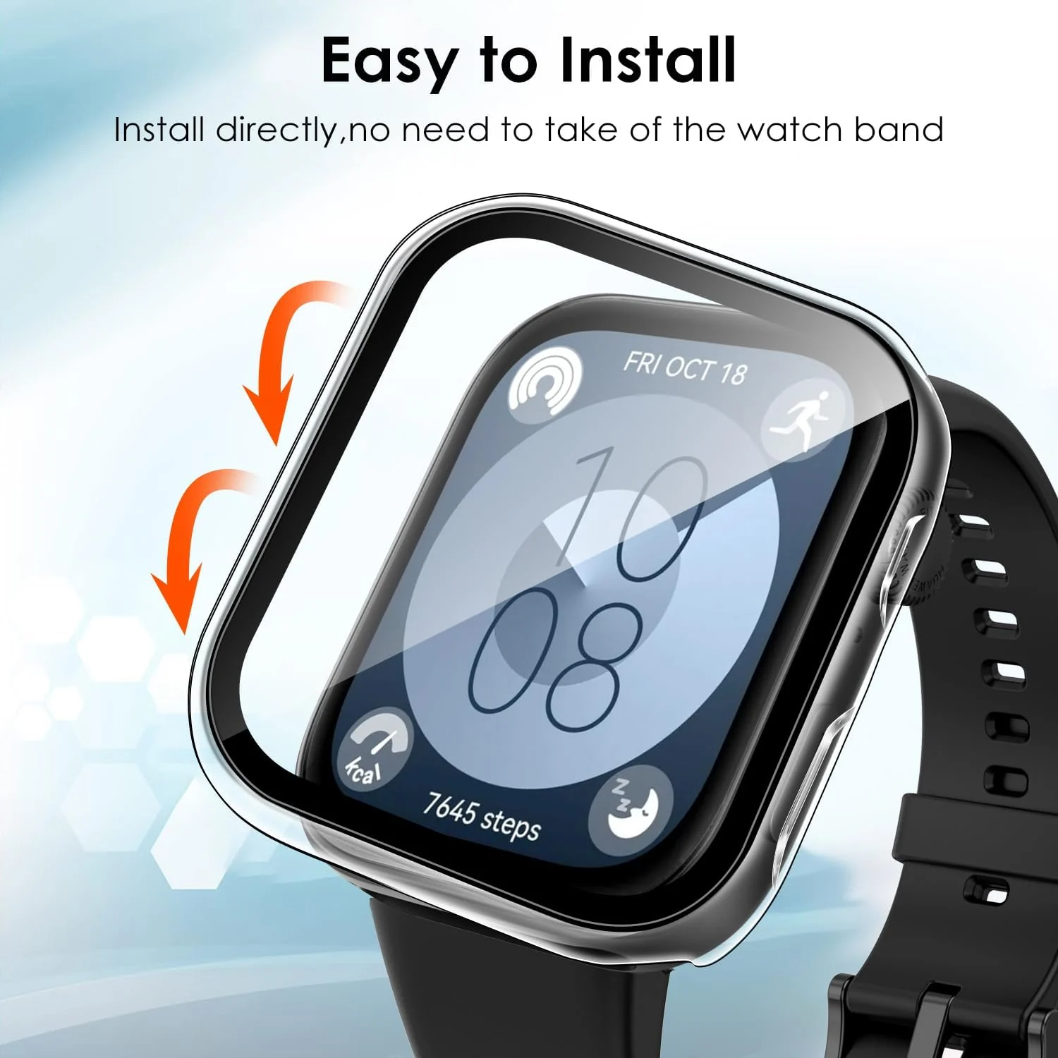 DL3 Mobilak Case Compatible with Huawei Watch Fit 3, Full Coverage Slim Hard Case Protective Bumper Built-in Tempered Glass Screen Protector Shell for Huawei Watch Fit 3 - Clear