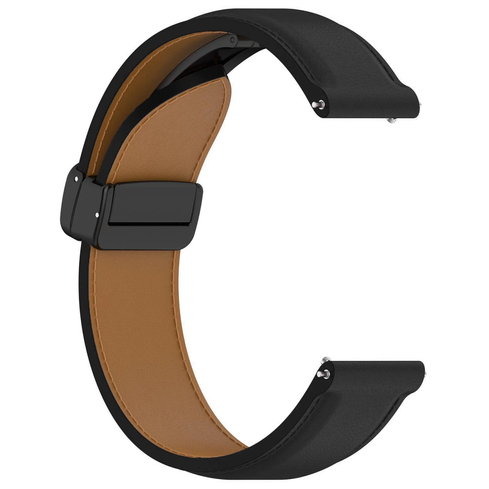 DL3 Mobilak Leather Bands 20MM Compatible with Samsung Gear Sport/Watch 6/5/4 40mm 44mm/Watch 6 Classic 43mm 47mm/ 5 Pro 45mm/S2 classic, Leather Magnetic Buckle Design Strap For active2 - Black