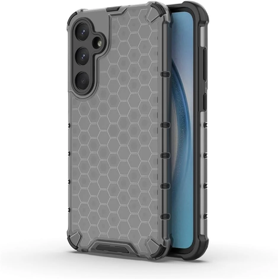 DL3 Mobilak Honeycomb Protective Case for Samsung Galaxy A55, Shock-absorbing protection, Transparent design, Slim, lightweight profile - Black