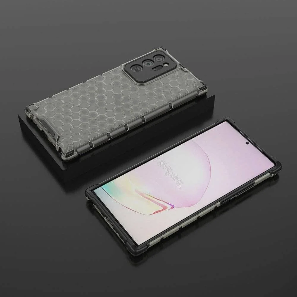 DL3 Mobilak Honeycomb Protective Case for Samsung Galaxy Note 20 5G, Shock-absorbing protection, Transparent design, Slim, lightweight profile - Black