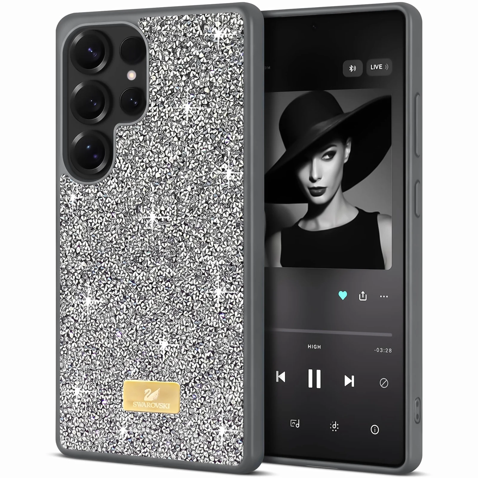 Case For Samsung Galaxy S26 Ultra Case Glitter, Sparkle Diamond Crystal Bling Case with Bling, Ultra Thin Lightweight Full Body Shockproof Anti-Scratch Protective Cover - Black