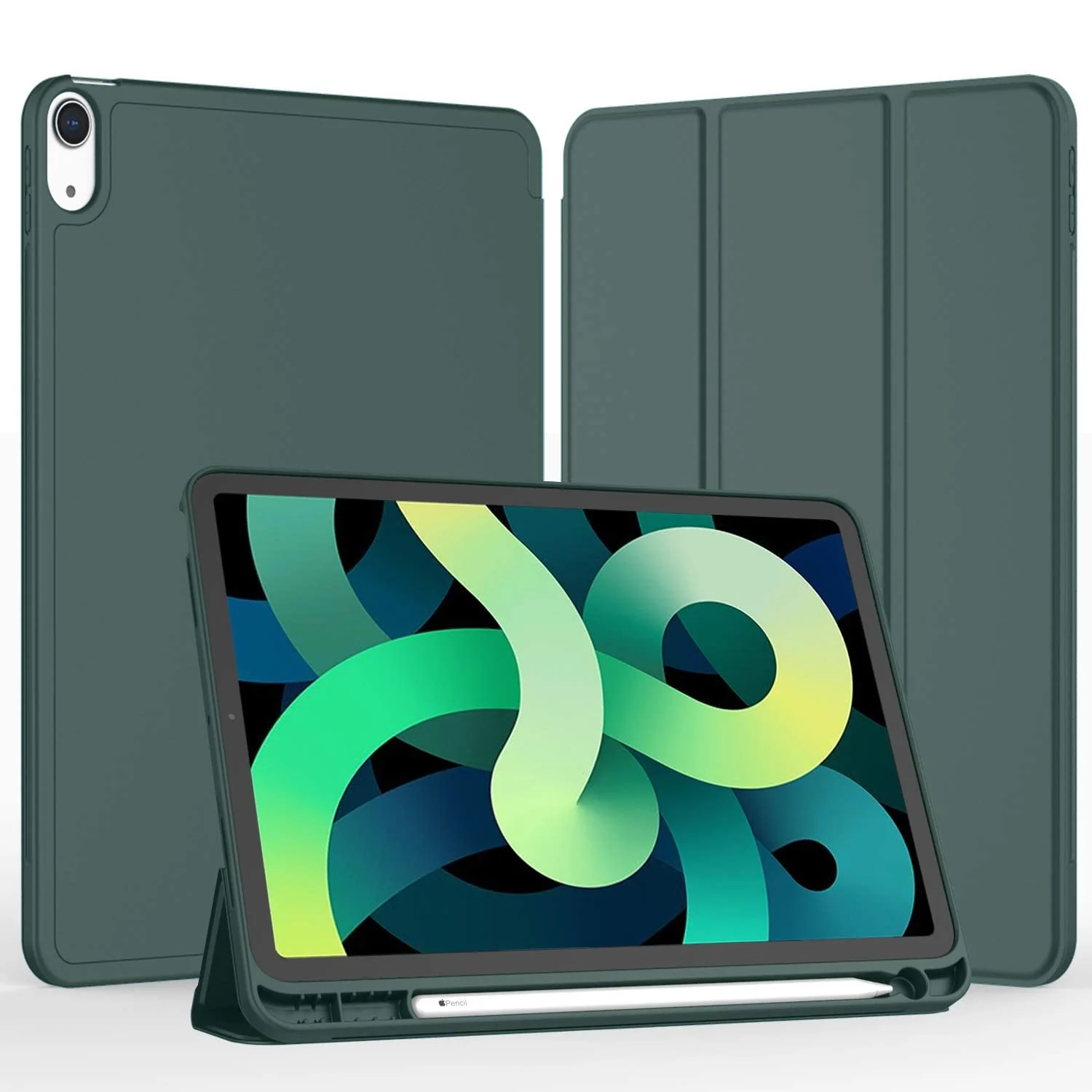 DL3 Mobilak iPad Air 11-Inch M2 (2024), iPad Air 5/4 (2022/2020 5th/4th 10.9-Inch) Case with Pencil Holder Full Body Protection + Charging Support Compatible with Apple Pencil (2nd generation) and - Green